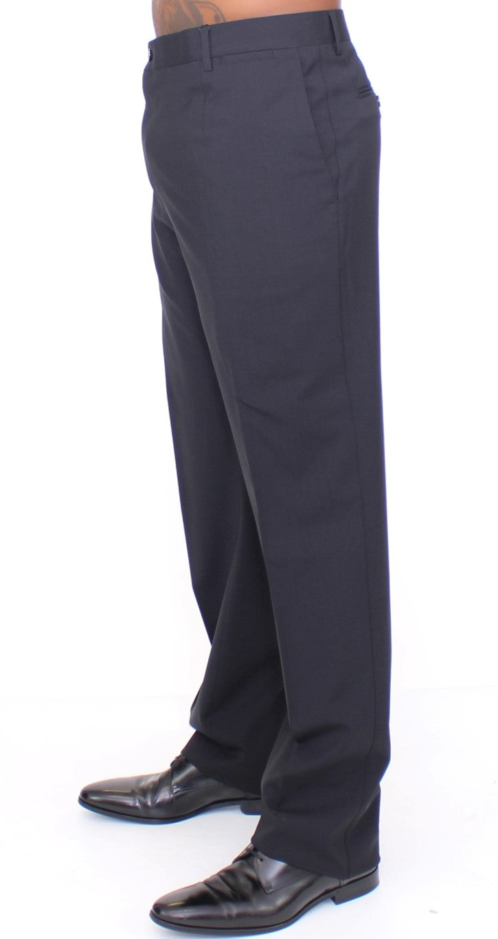 Elegant Pleated Black Wool Trousers - ventzia