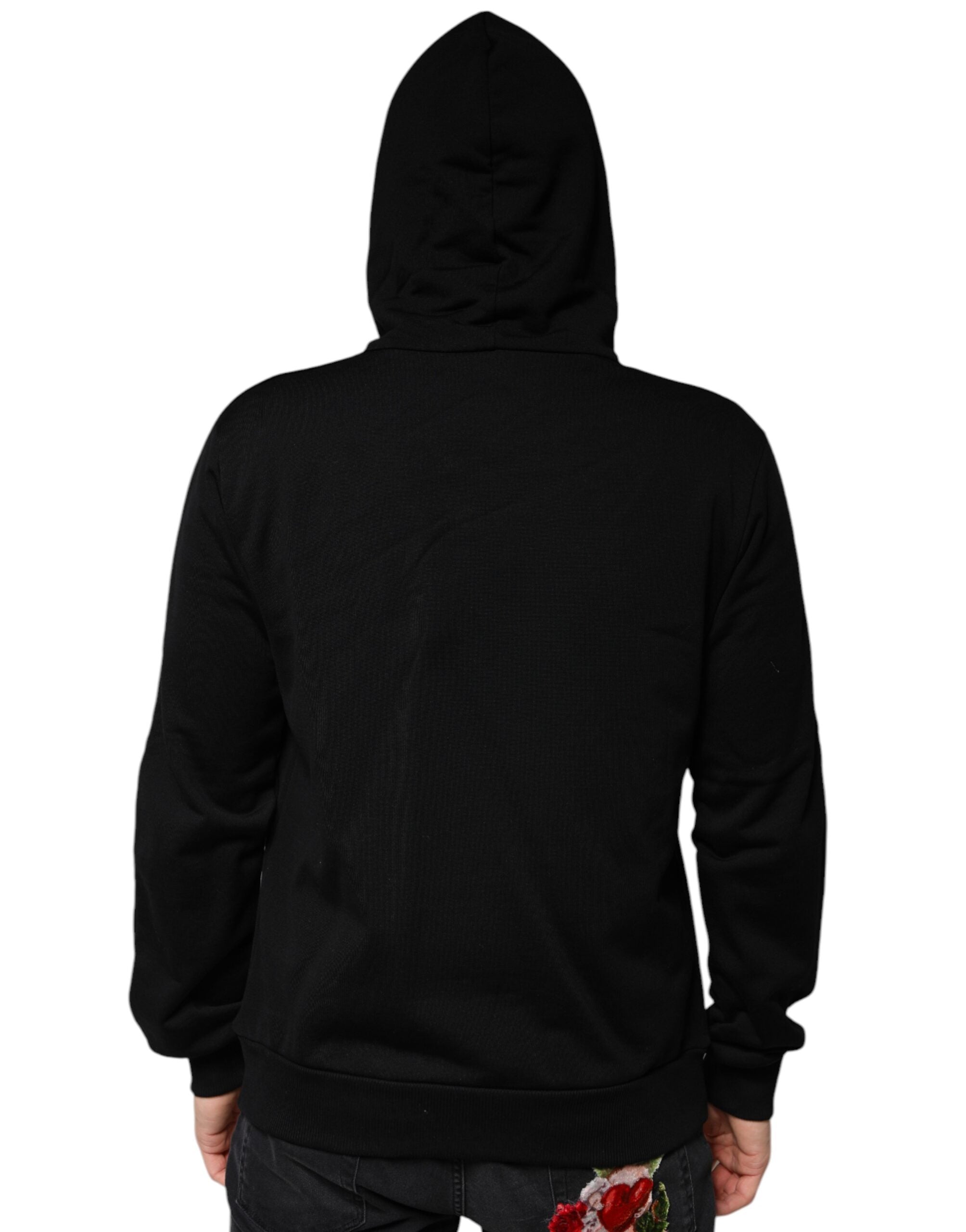Black Crown Cotton Hooded Sweatshirt Sweater - ventzia