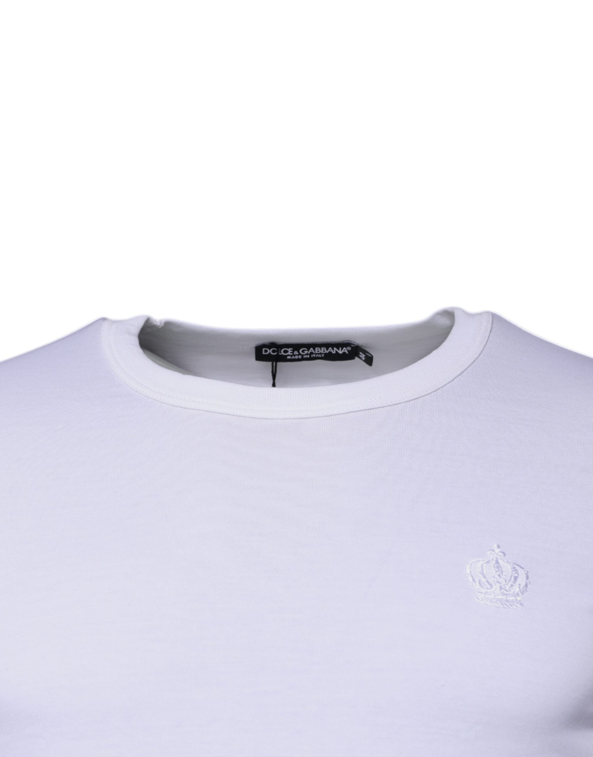 White Crown Crew Neck Cotton Pullover Sweater - ventzia