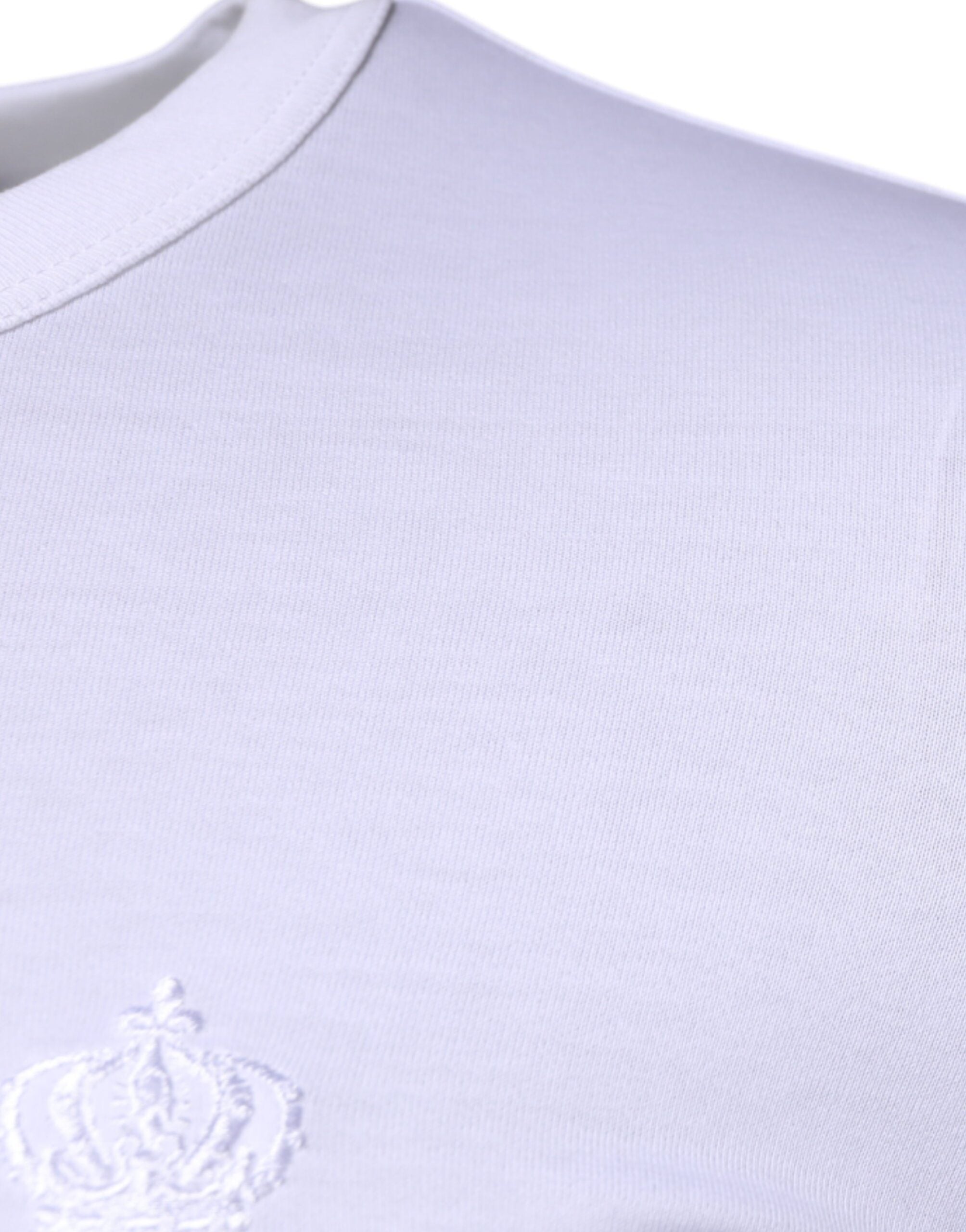 White Crown Crew Neck Cotton Pullover Sweater - ventzia