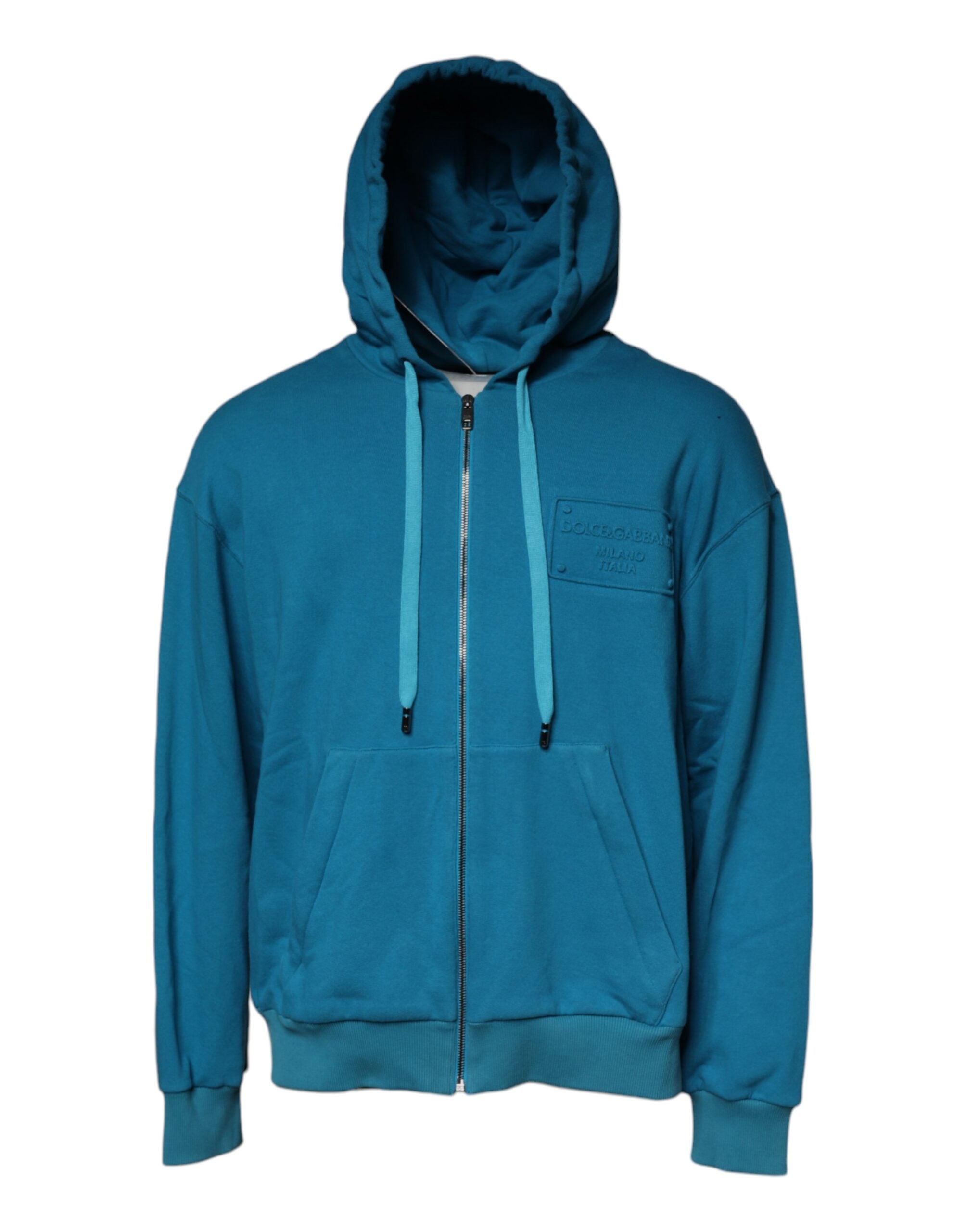 Blue Logo Cotton Hooded Sweatshirt Sweater - ventzia