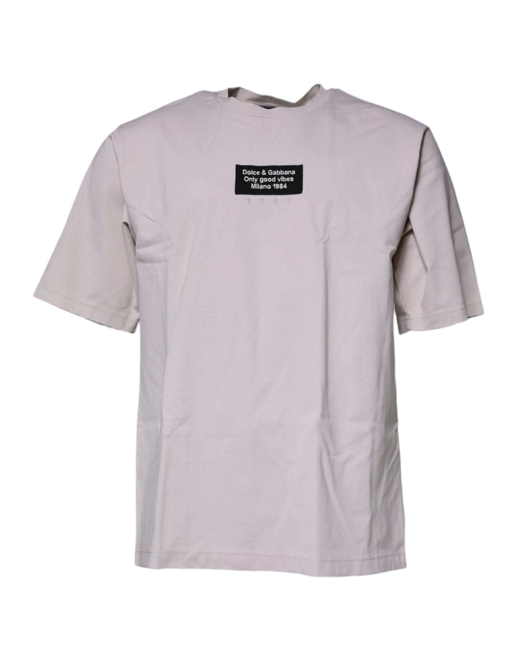 Beige DG Logo Crew Neck Short Sleeves T-shirt - ventzia