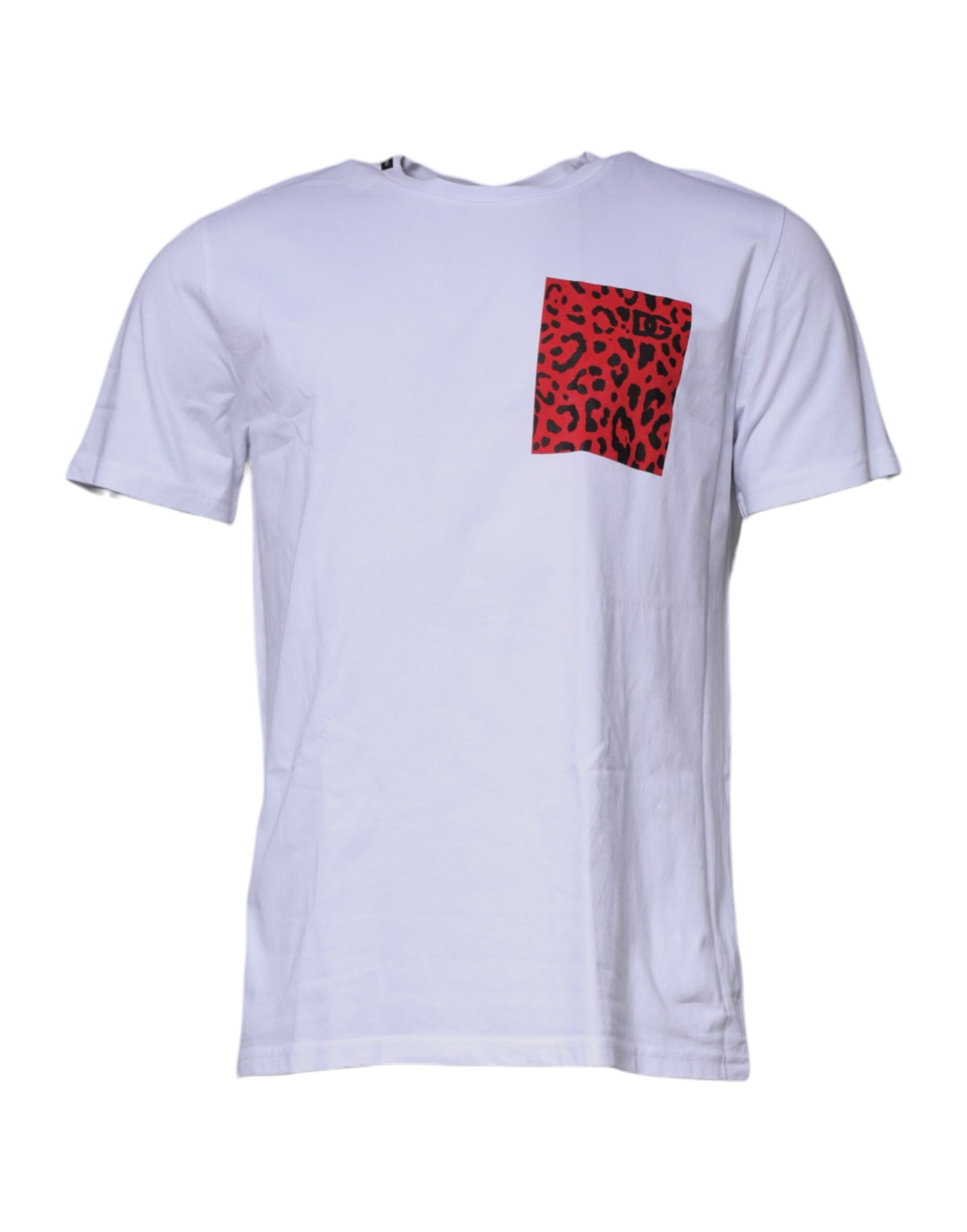 White Red Leopard Cotton Crew Neck T-shirt - ventzia