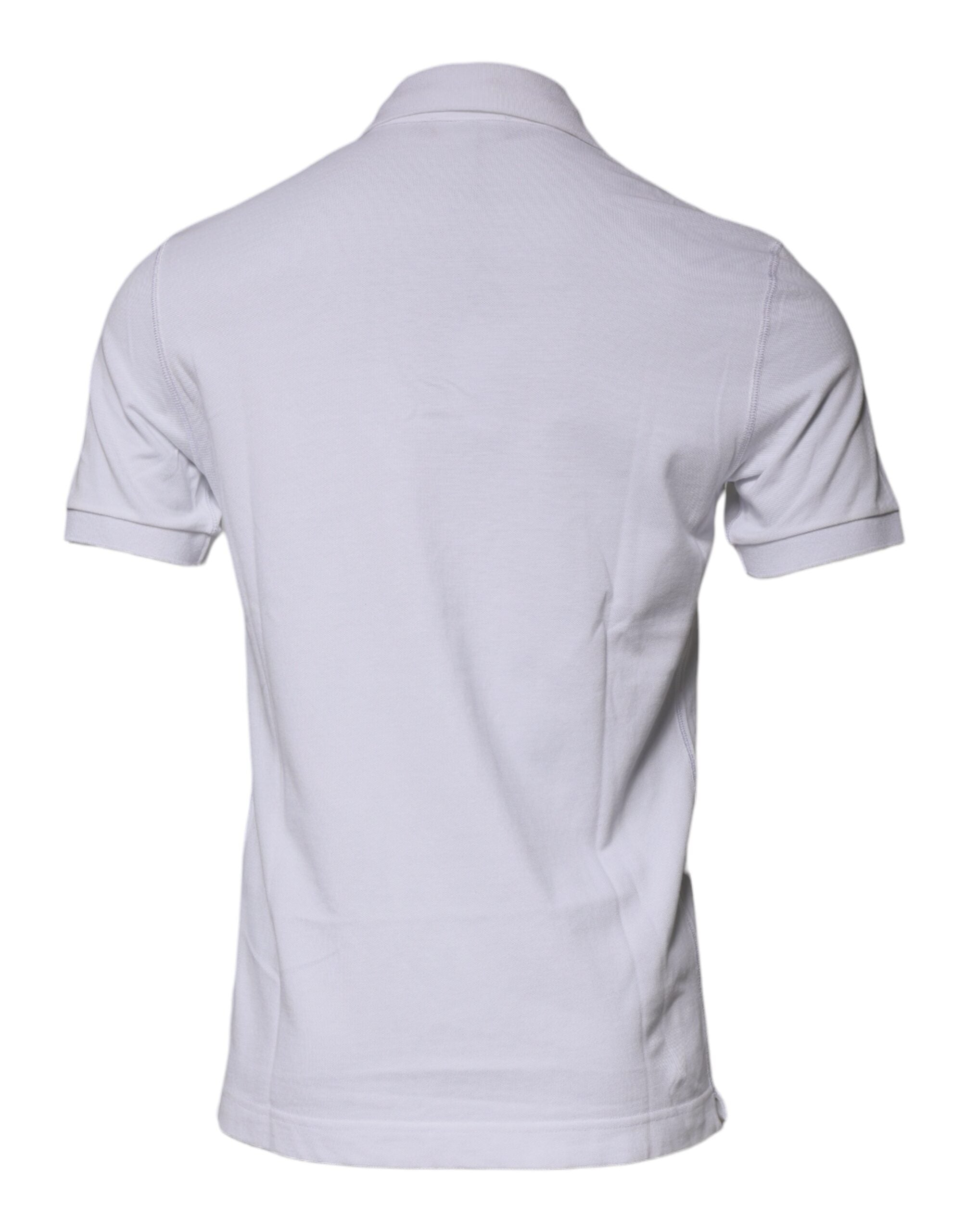 White Cotton Logo Plaque Collared Polo T-shirt - ventzia