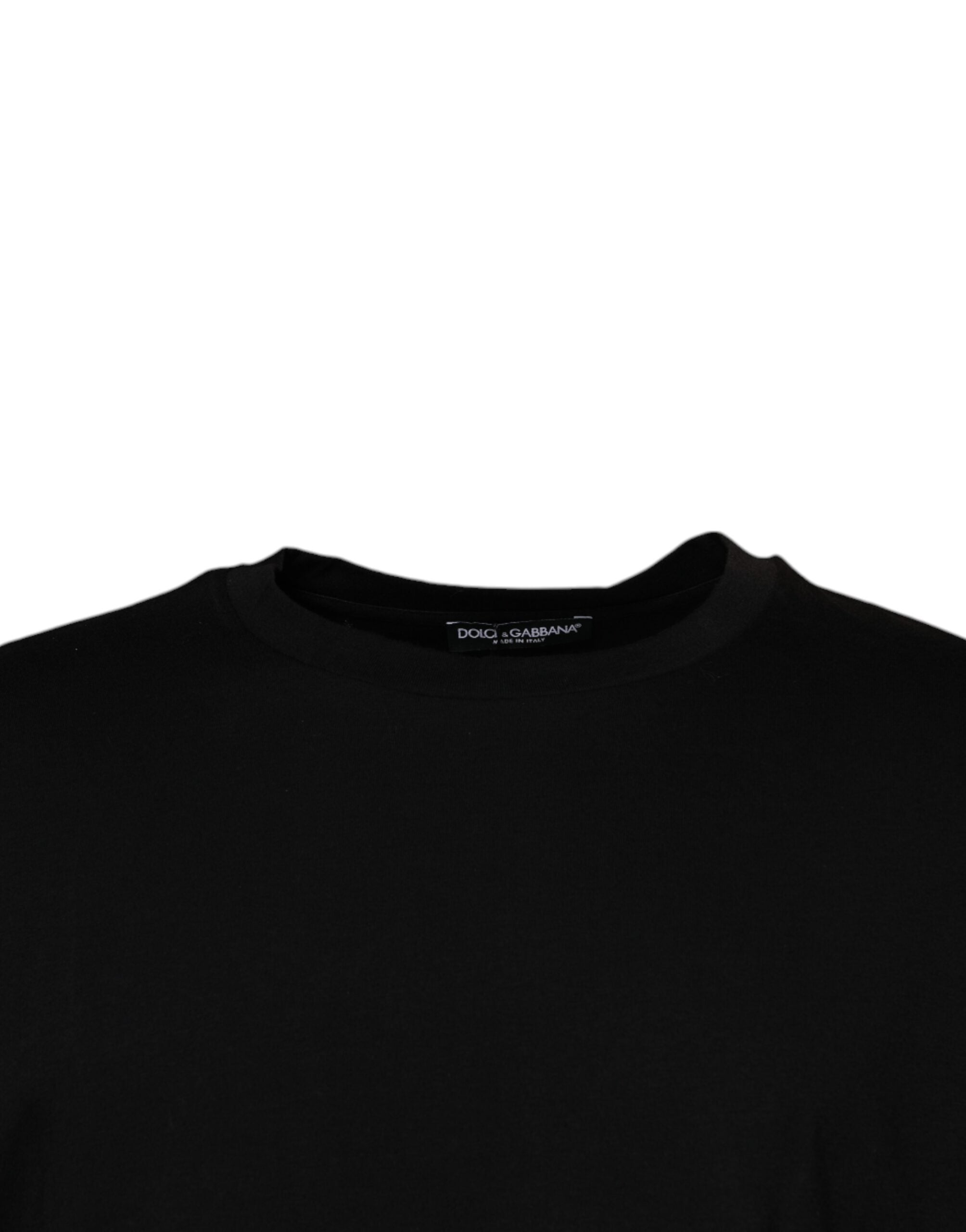 Black Crew Neck Short Sleeve T-shirt - ventzia
