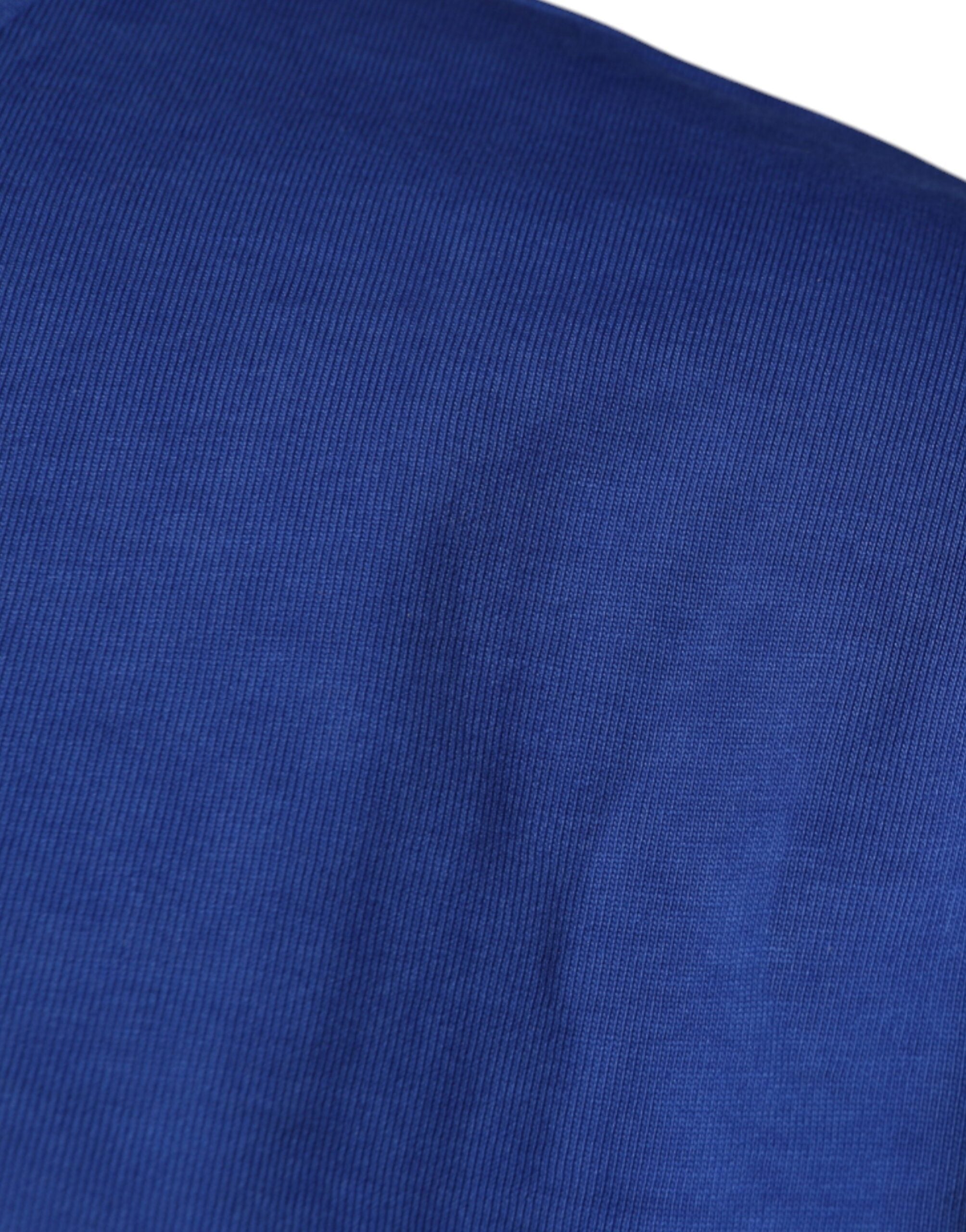 Blue Graphic Print Cotton Crew Neck T-shirt - ventzia