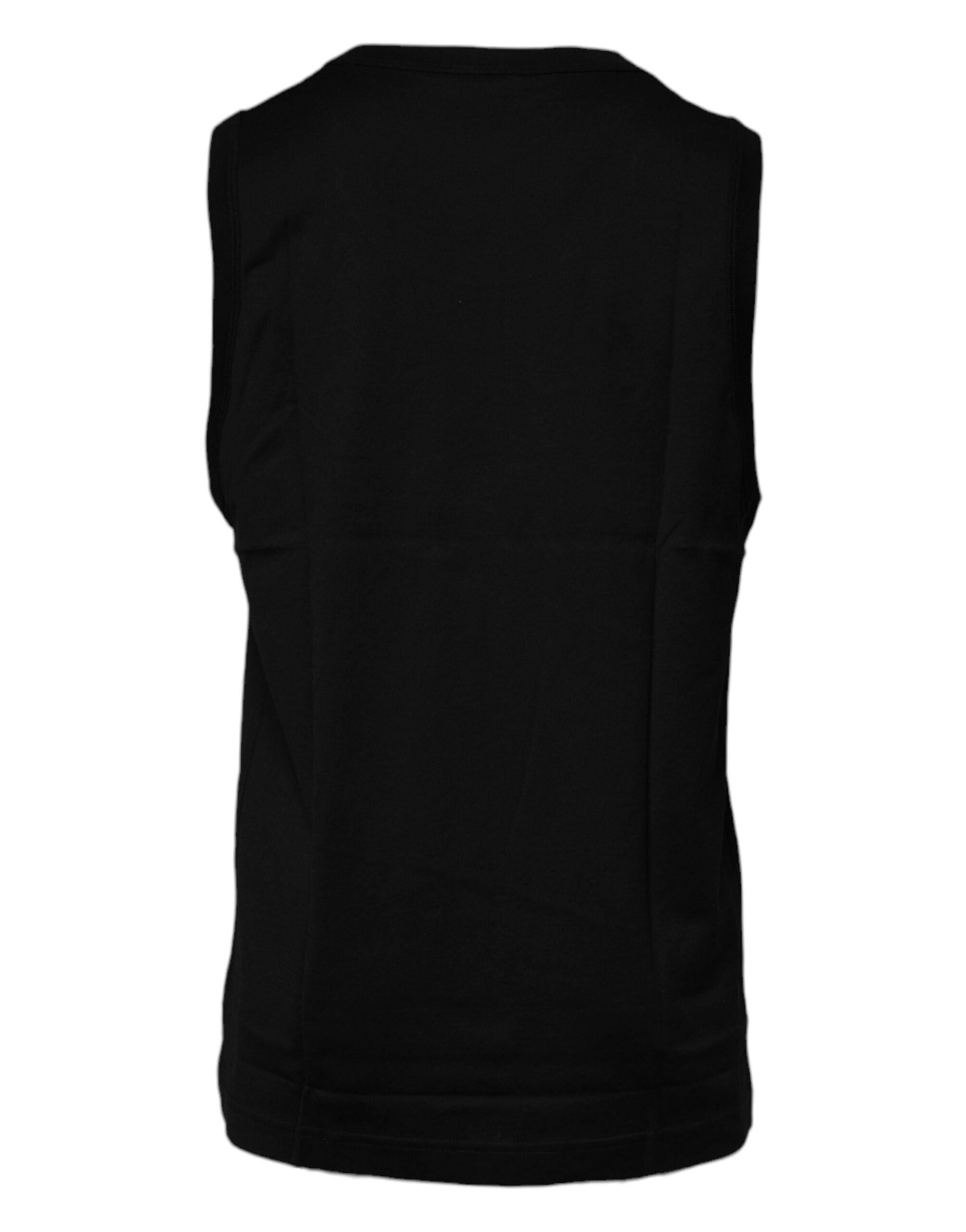 Black Cotton Round Neck Sleeveless T-shirt - ventzia
