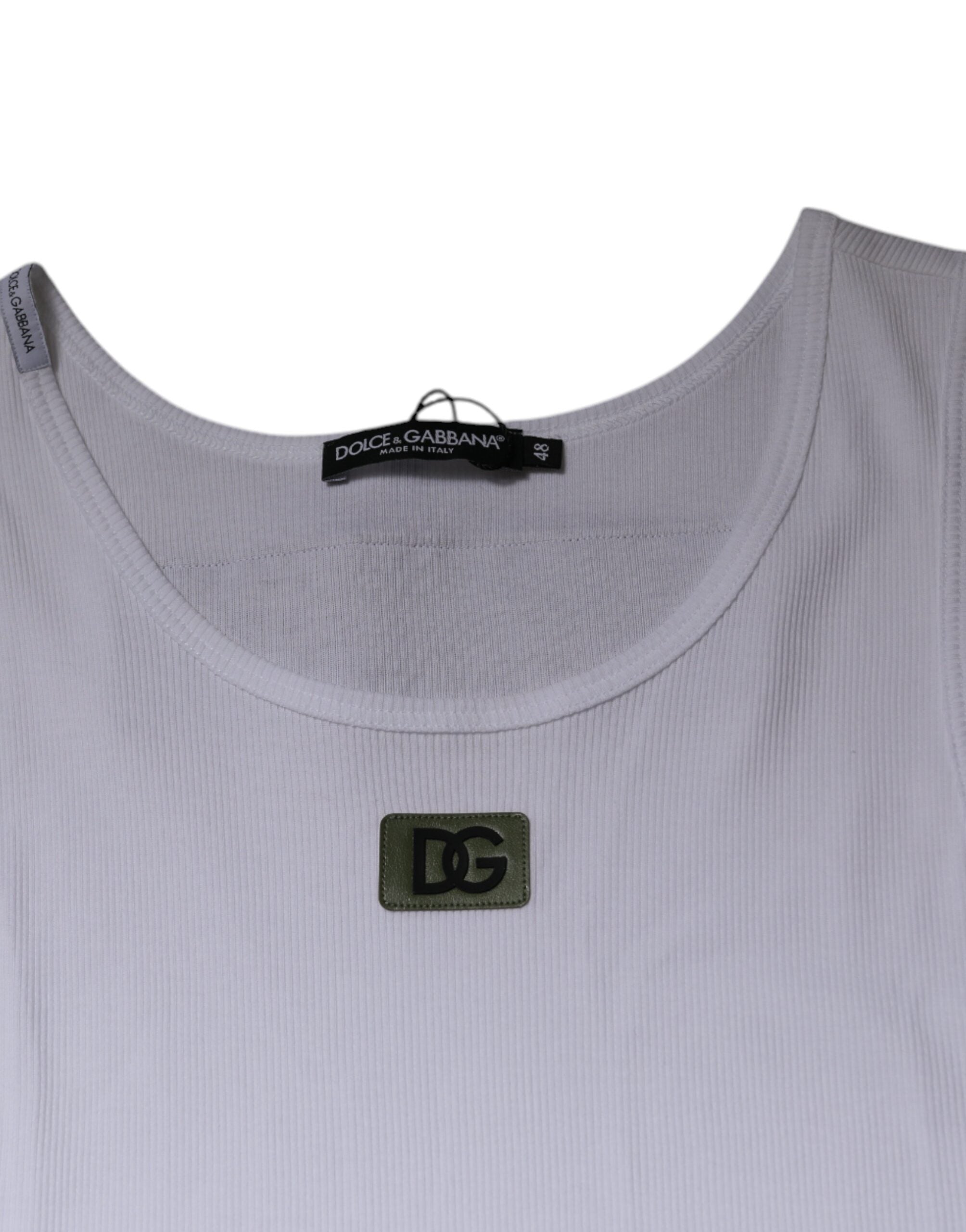 White Cotton Round Neck Sleeveless T-shirt - ventzia