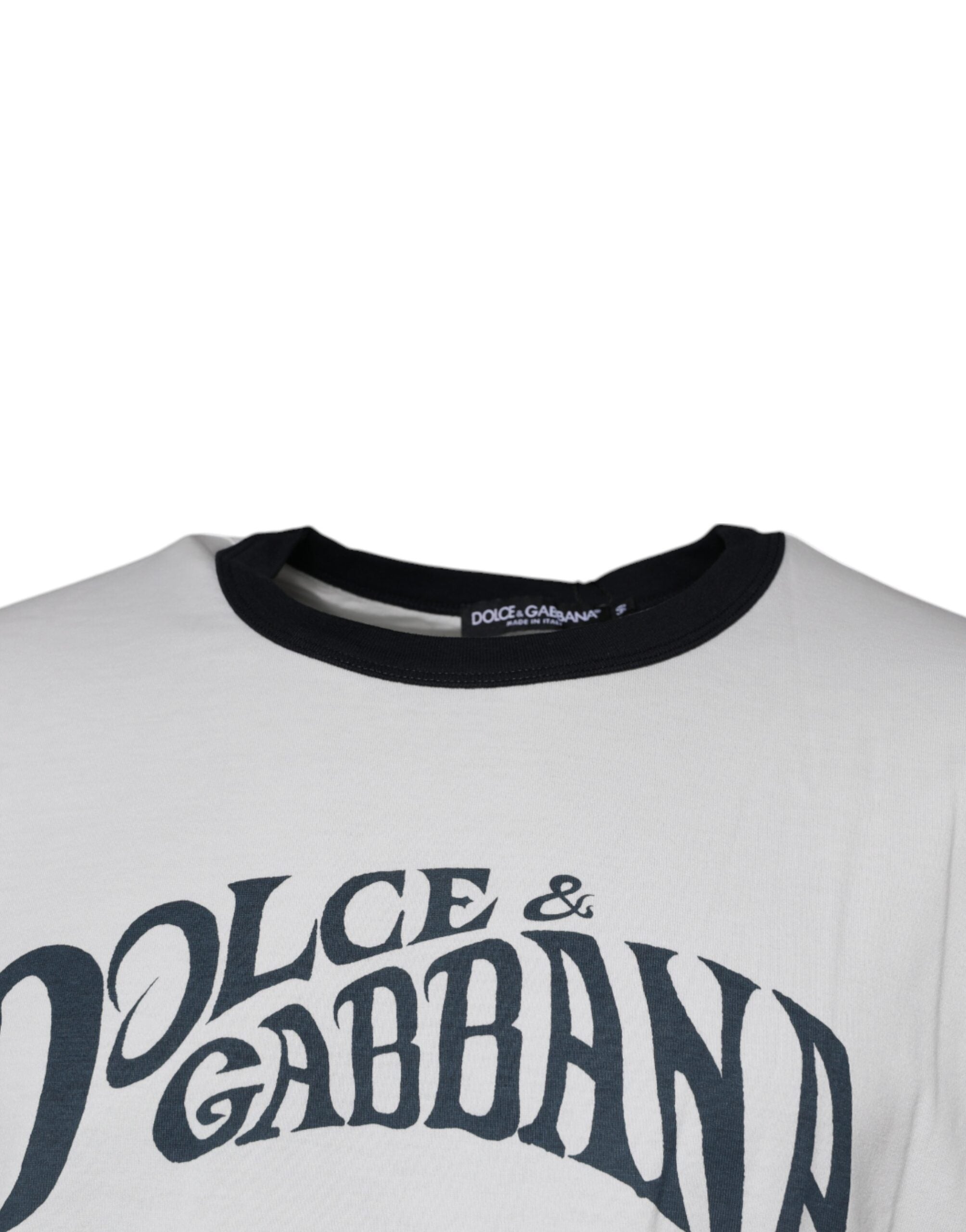 White Graphic Print Cotton Crew Neck T-shirt - ventzia