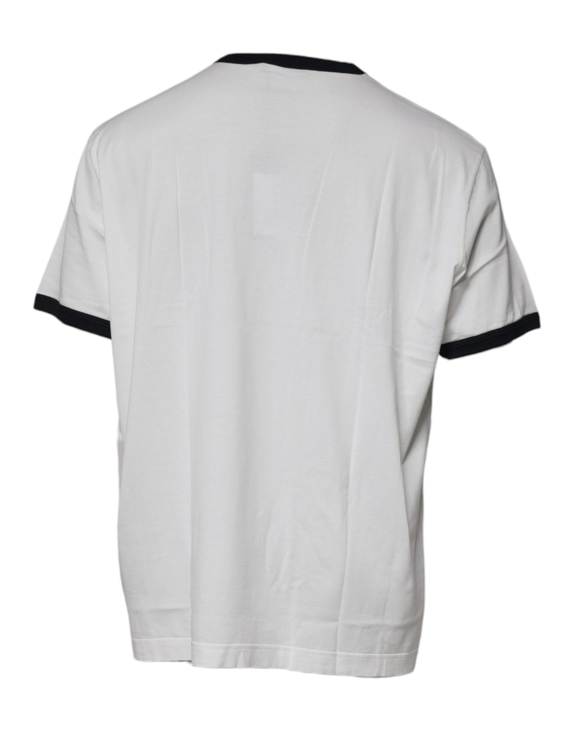 White Graphic Print Cotton Crew Neck T-shirt - ventzia