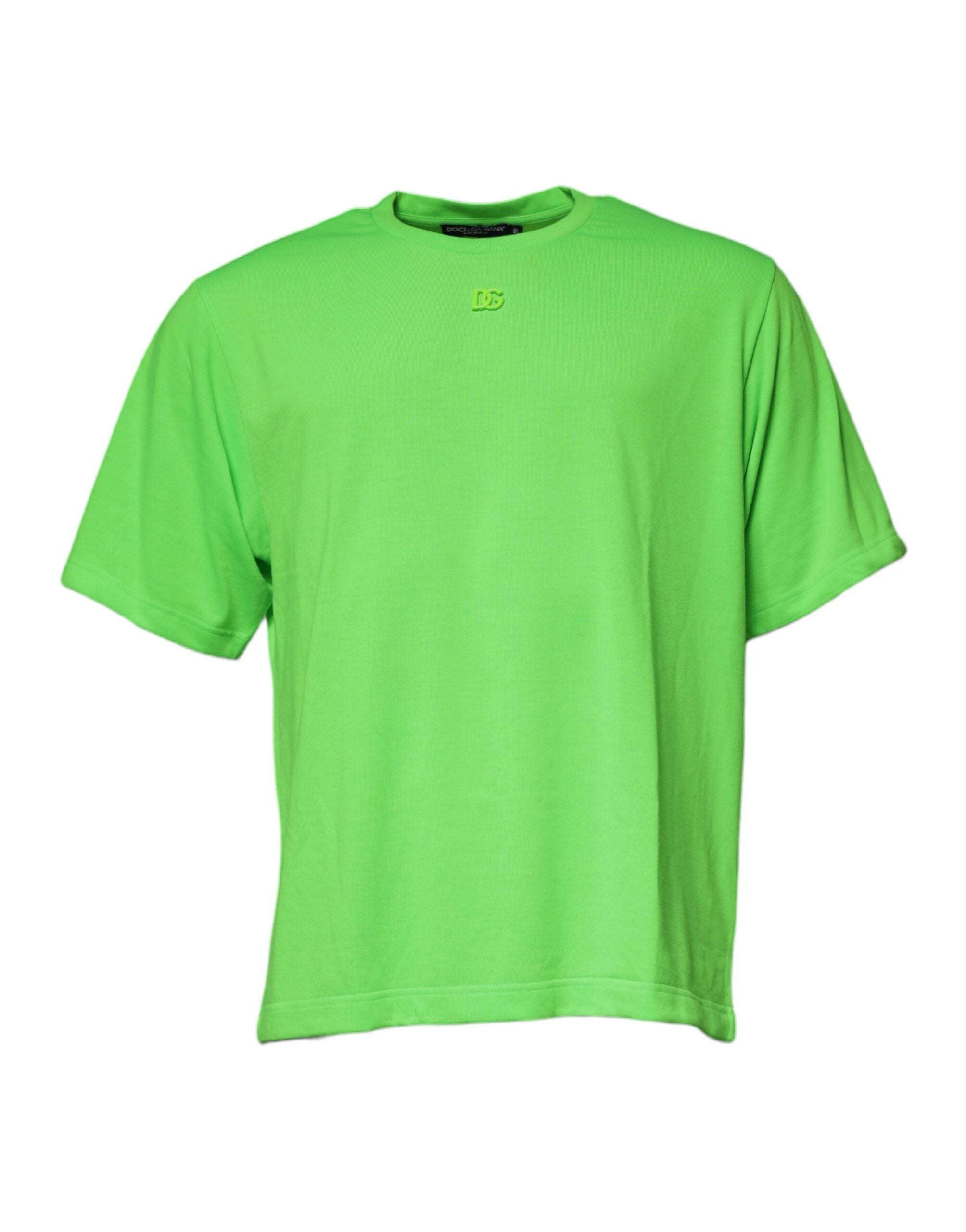 Green DG Logo Cotton Crew Neck T-shirt - ventzia
