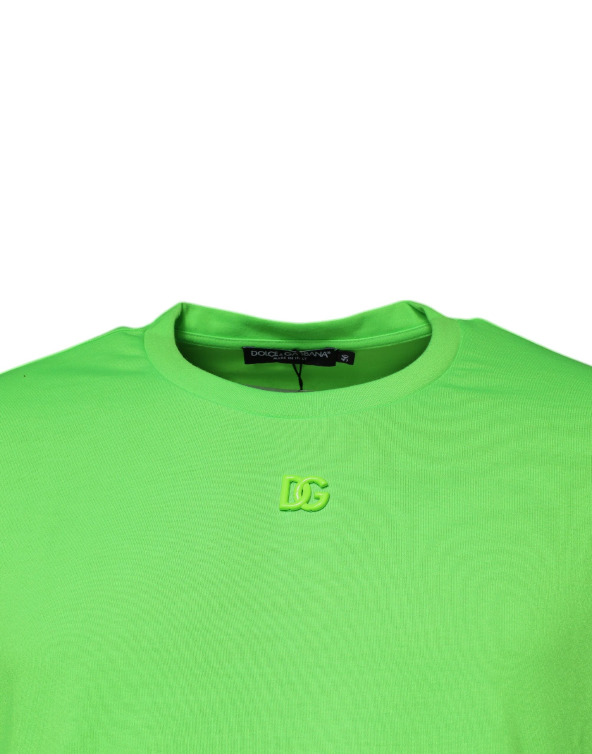 Green DG Logo Cotton Crew Neck T-shirt - ventzia