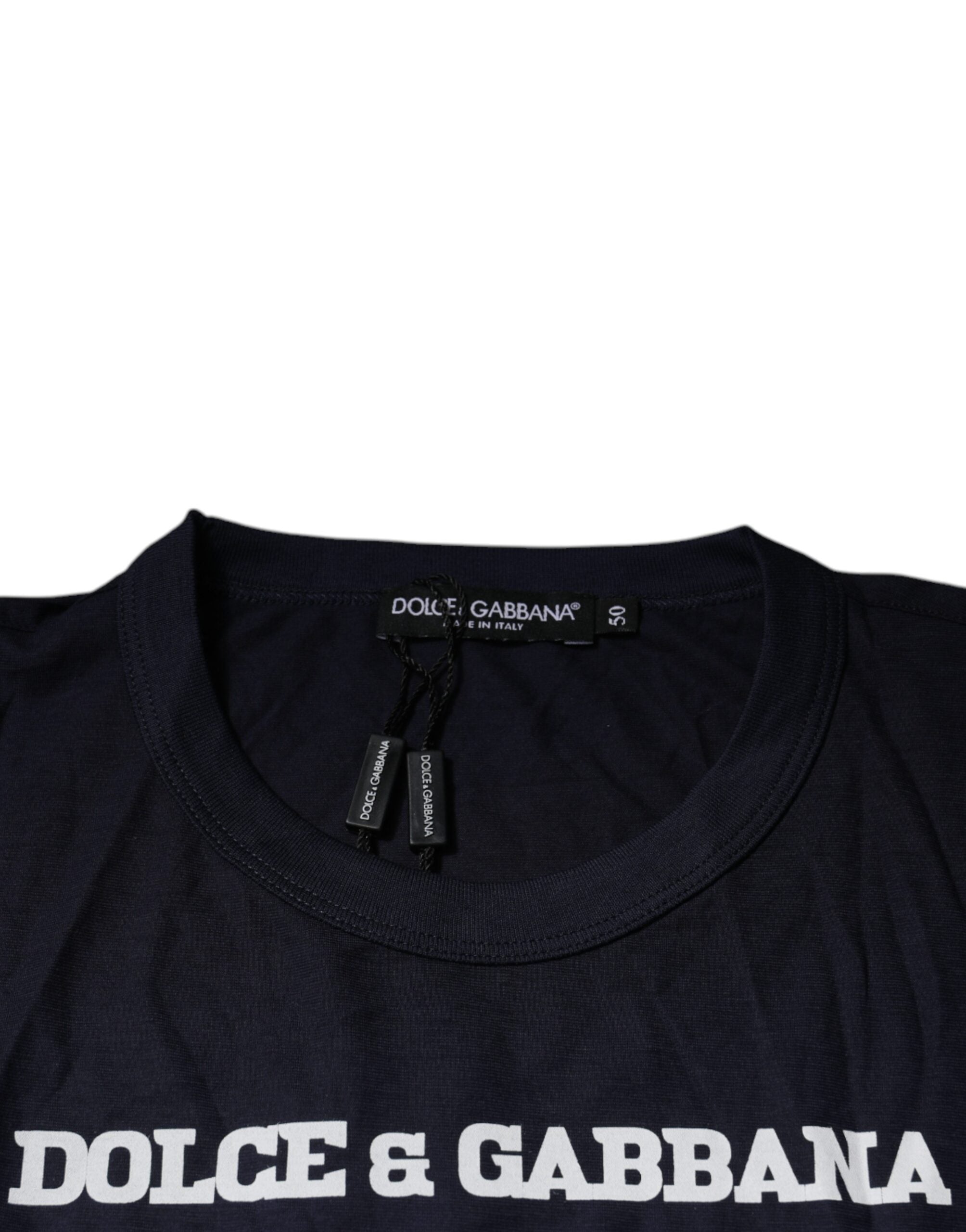 Blue D&G King Of Love Cotton Crew Neck T-shirt - ventzia