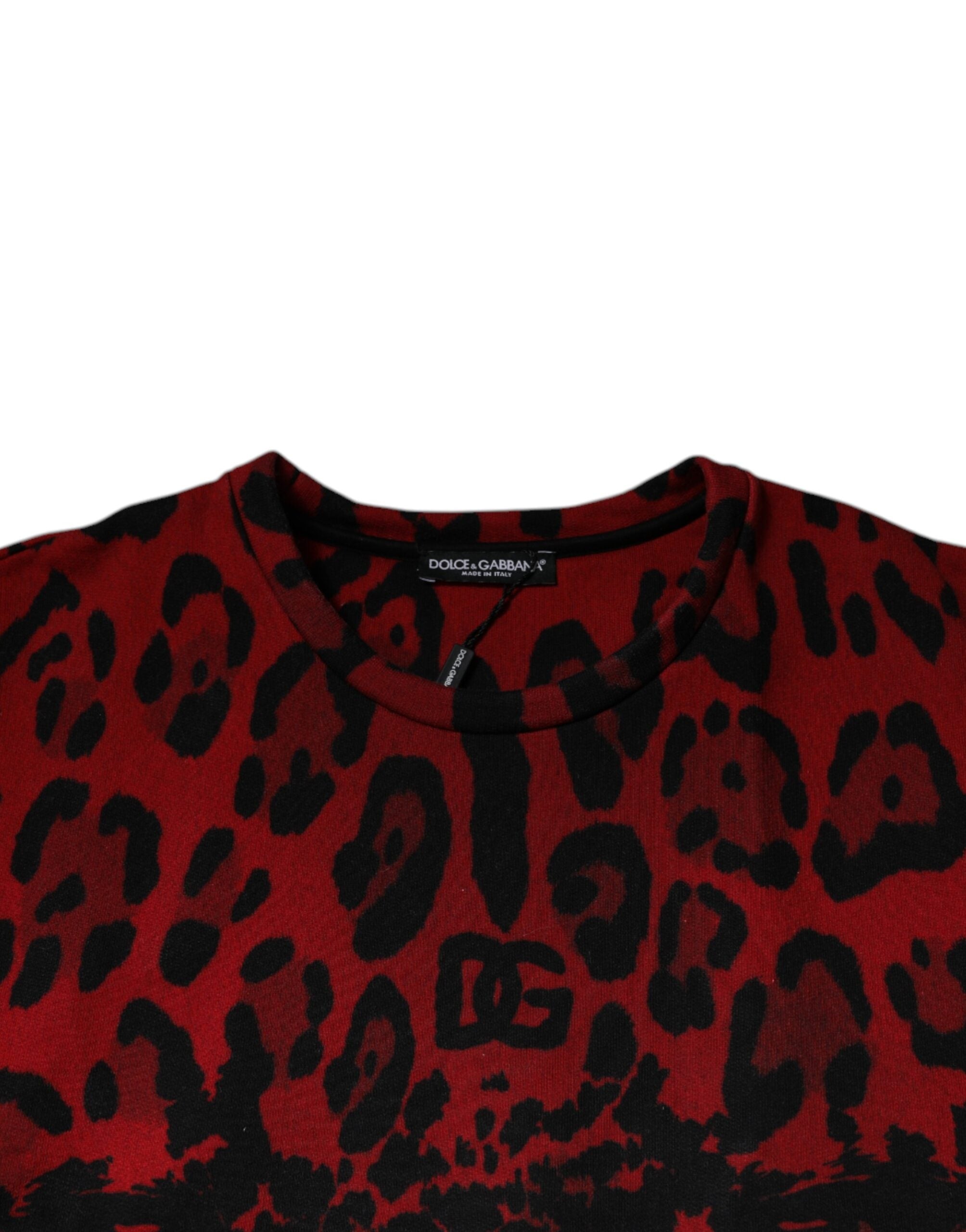 Red Leopard Print Cotton Sleeveless T-shirt - ventzia