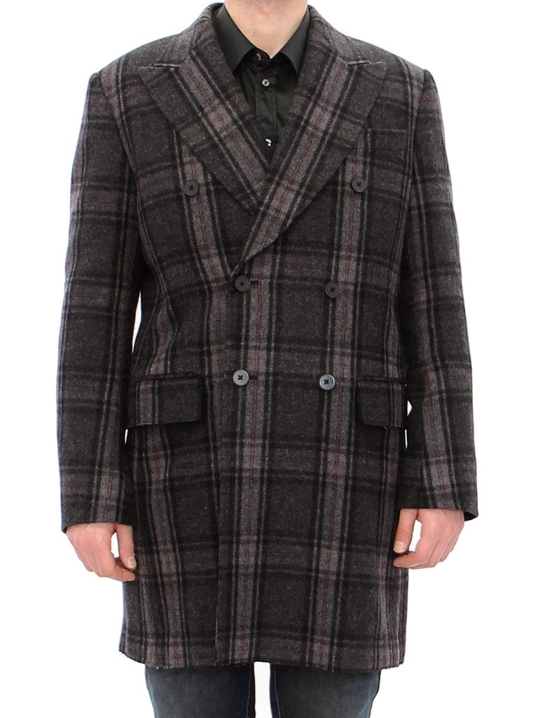 Sicilia Checkered Wool Blend Coat - ventzia