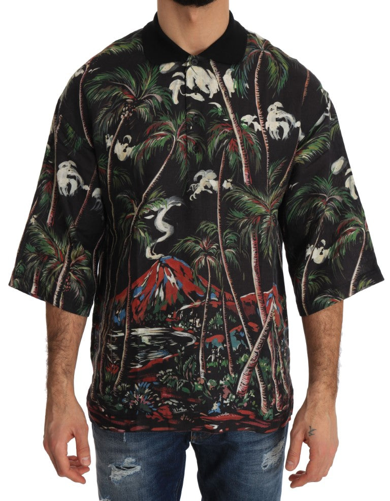 Sicilian Volcano Motive Polo Tee - ventzia