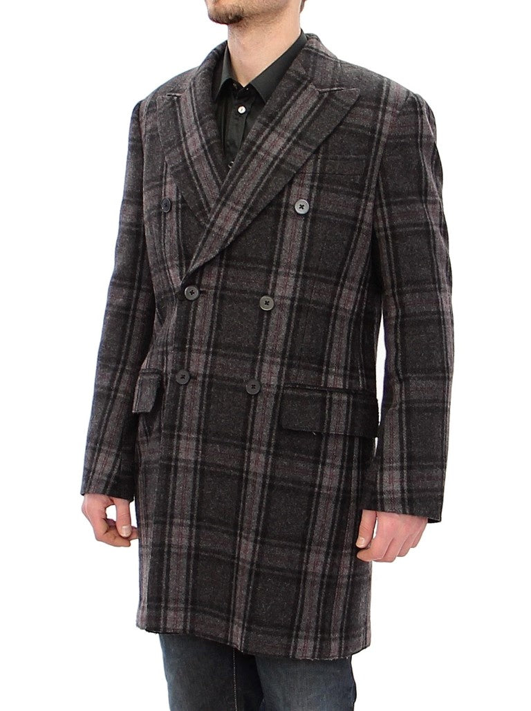 Sicilia Checkered Wool Blend Coat - ventzia