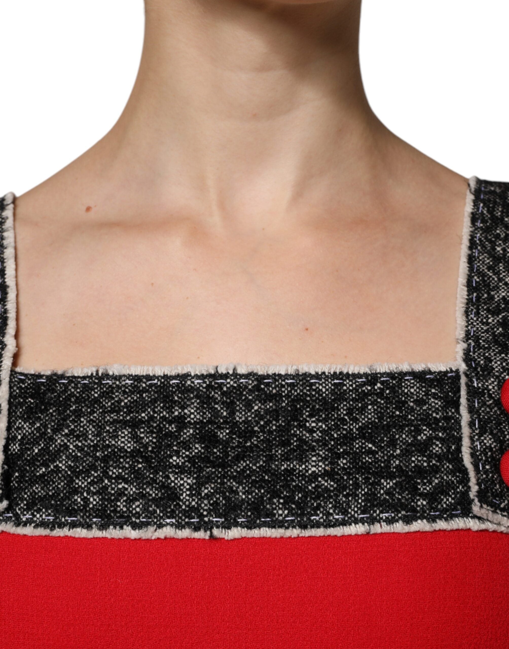 Red Wool Sleeveless A-line Flared Mini Dress - ventzia