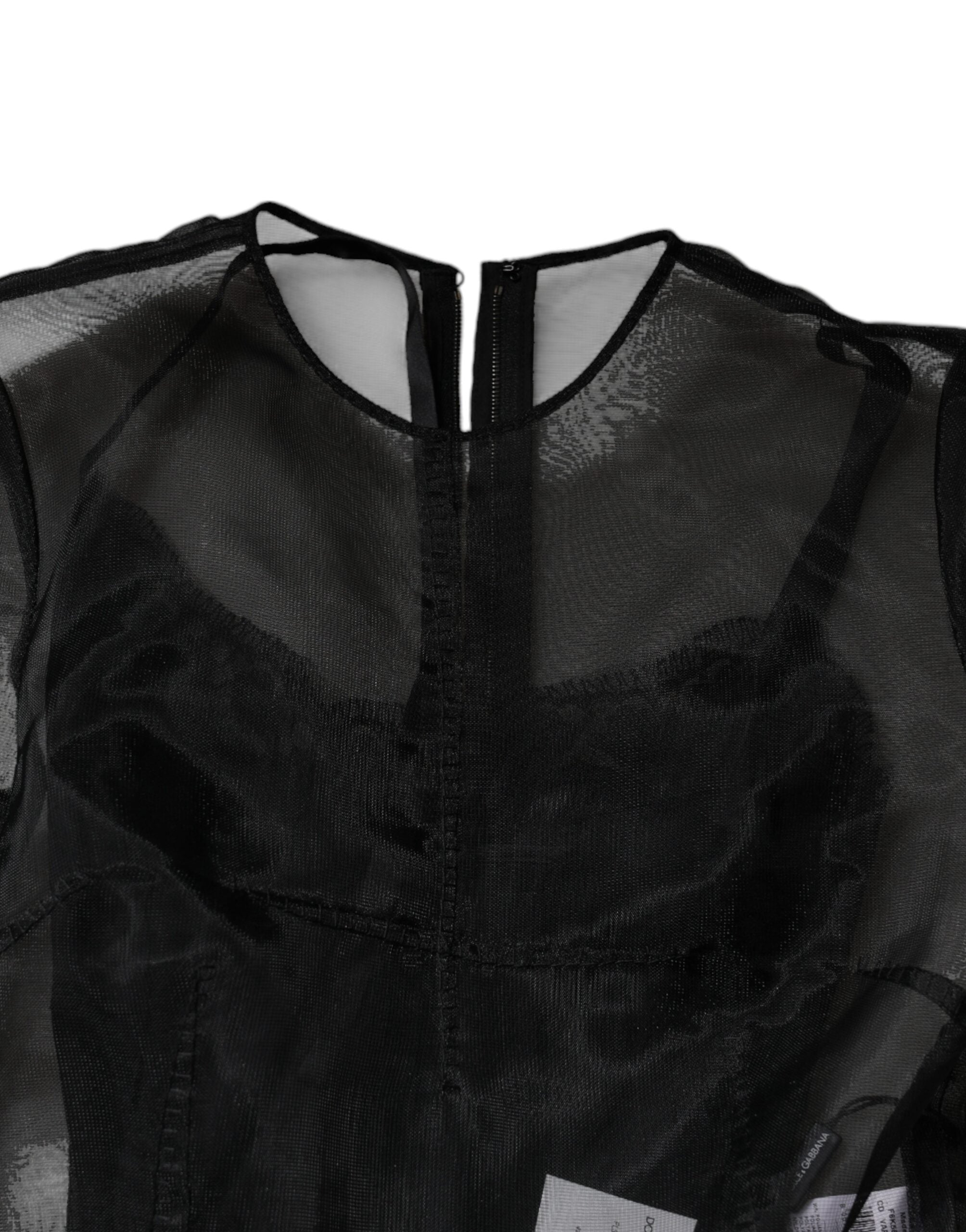 Black Tulle A-line Midi Cocktail Gown Dress - ventzia