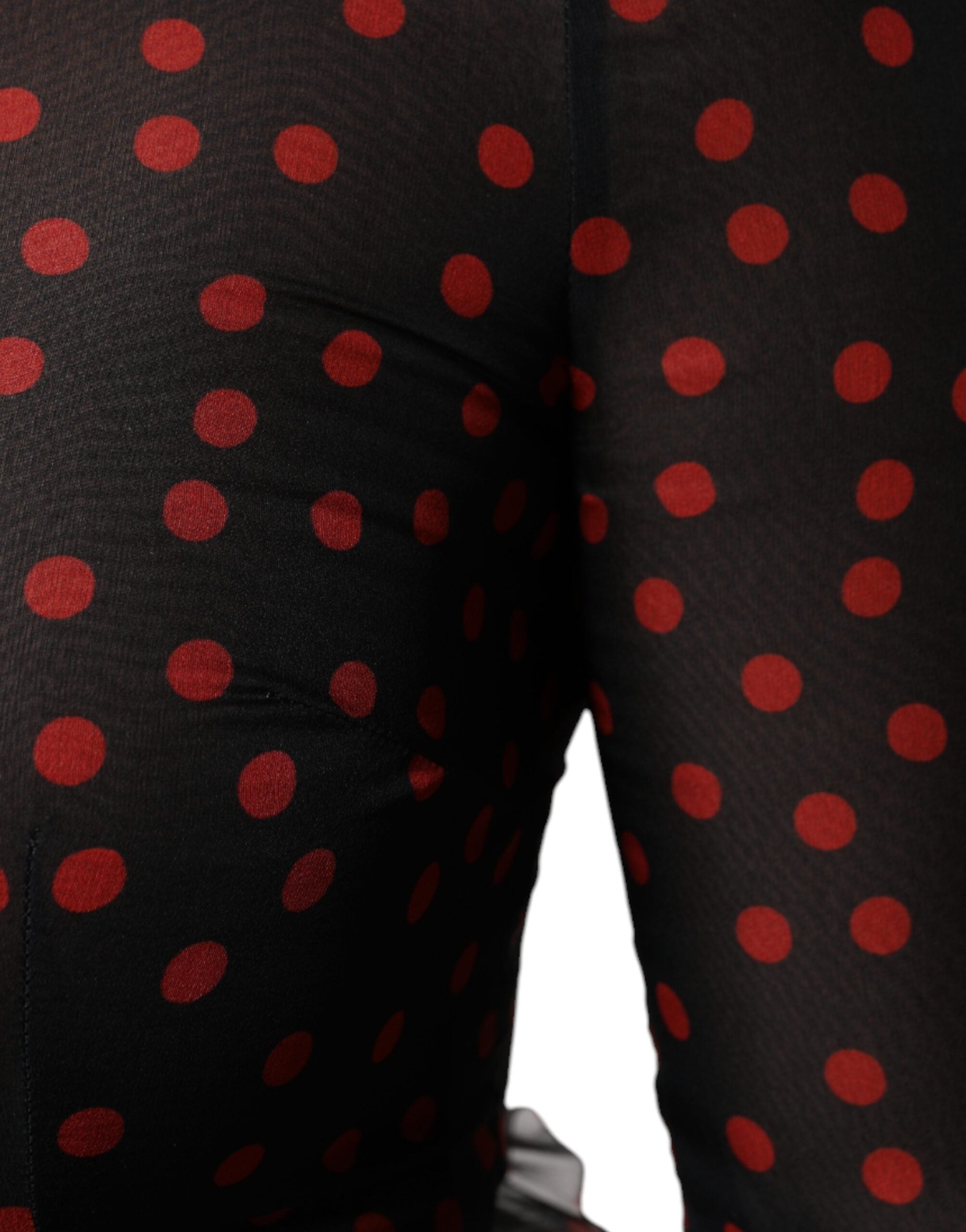 Black Red Polka Dot Silk Layered Midi Dress - ventzia