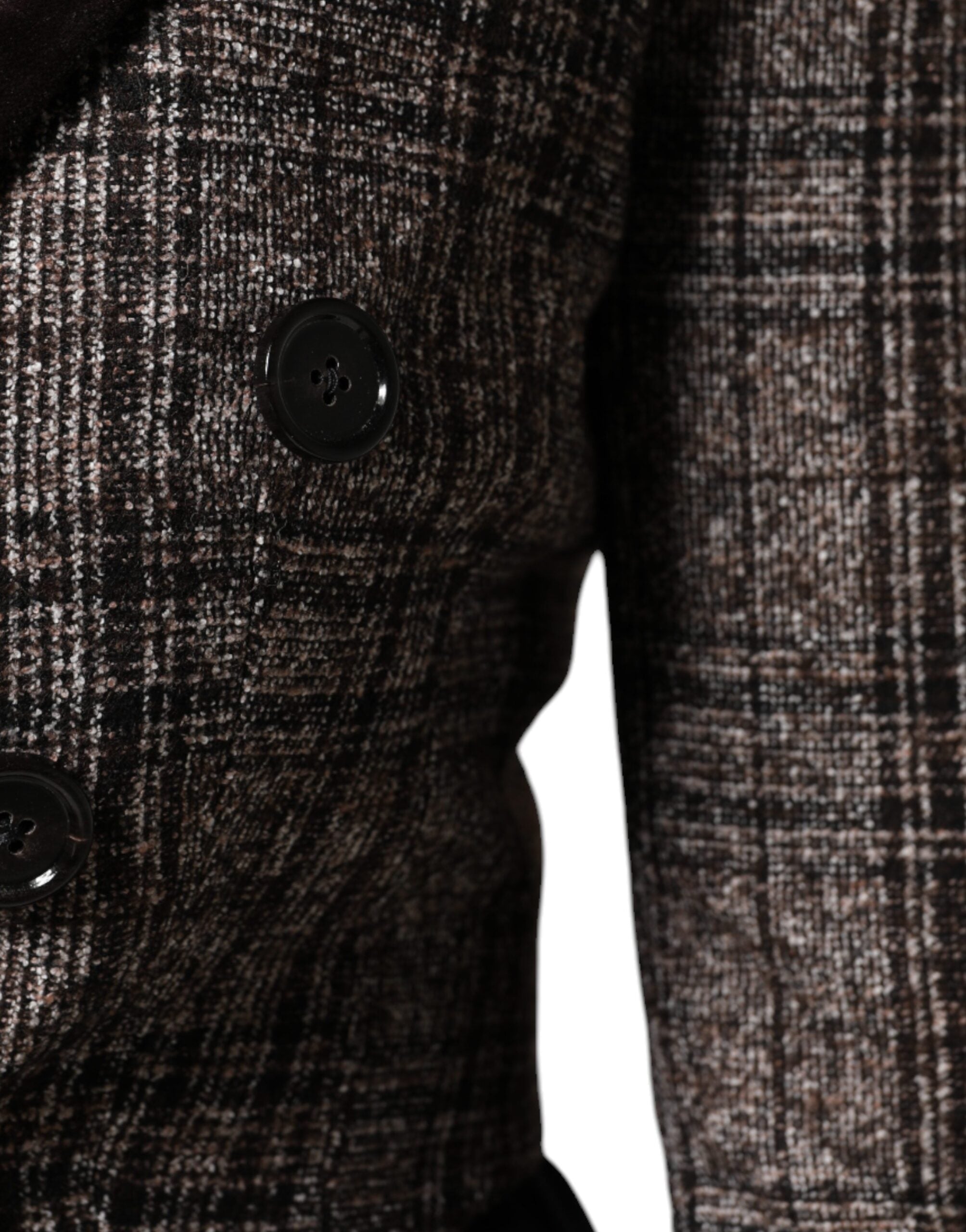 Brown Plaid Long Sleeve Cropped Coat Jacket - ventzia