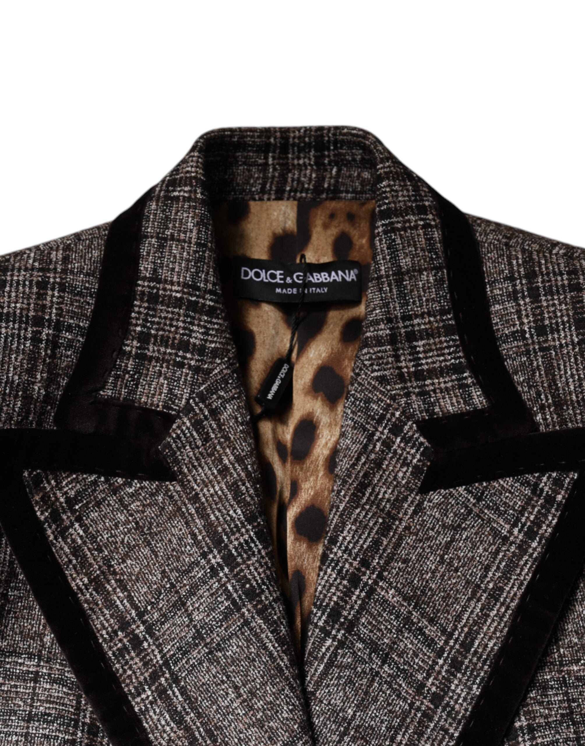 Brown Plaid Long Sleeve Cropped Coat Jacket - ventzia