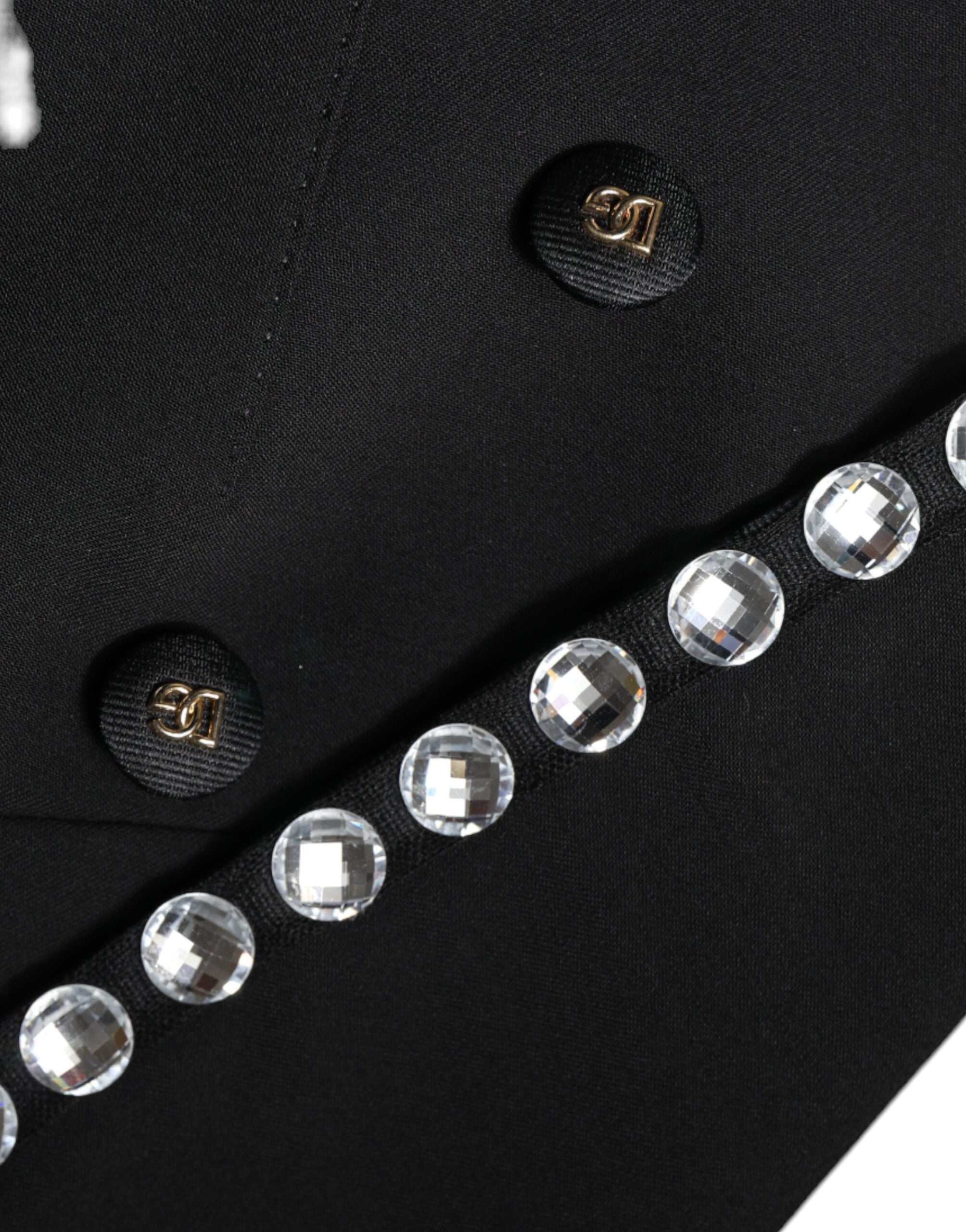 Black Crystal Double Breasted Blazer Jacket - ventzia