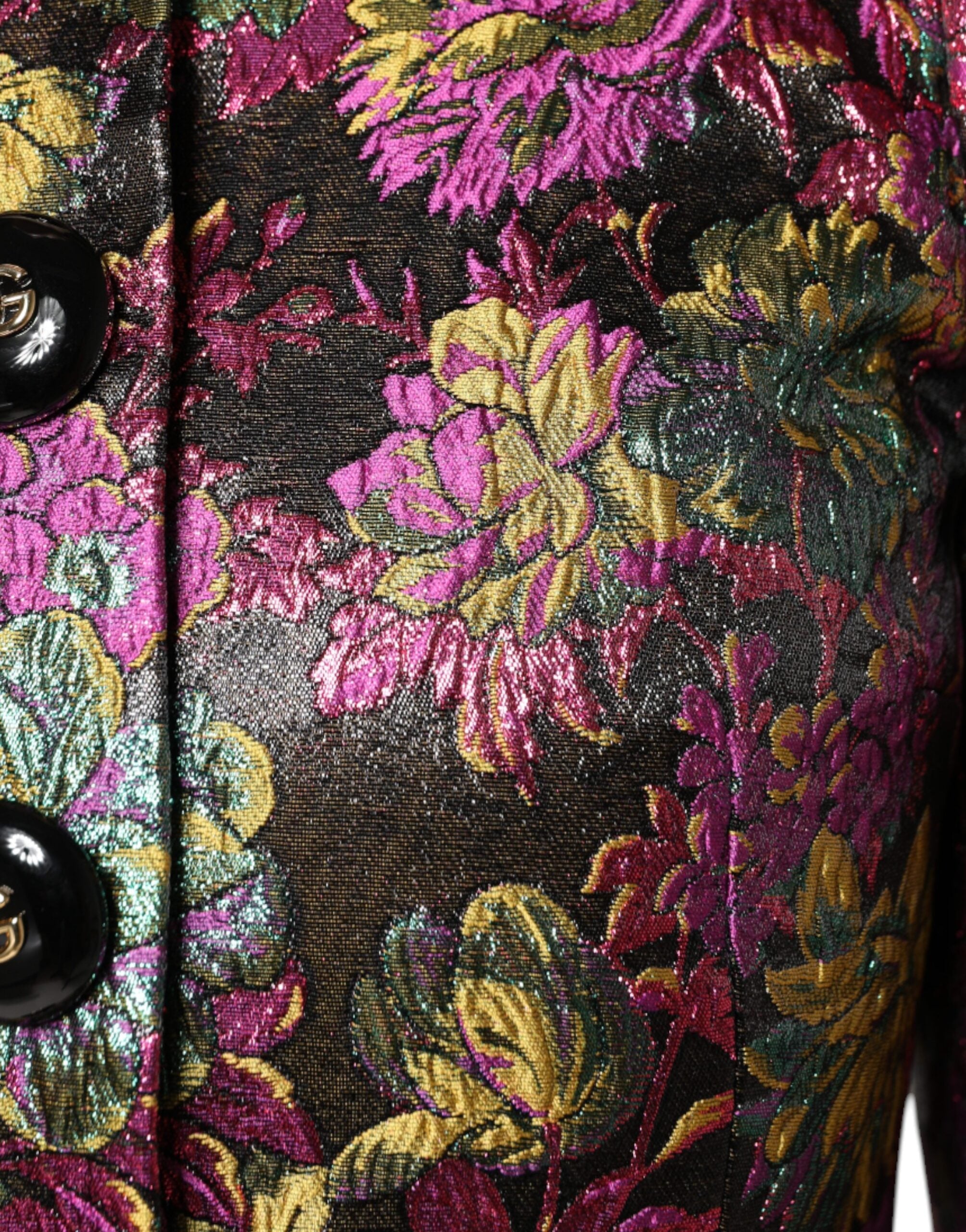 Multicolor Floral Jacquard Cropped Jacket - ventzia