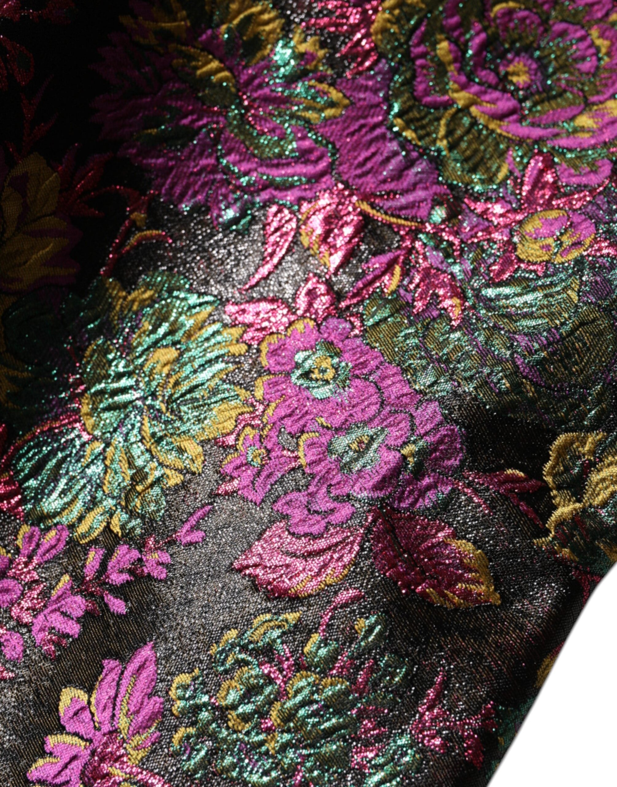 Multicolor Floral Jacquard Cropped Jacket - ventzia