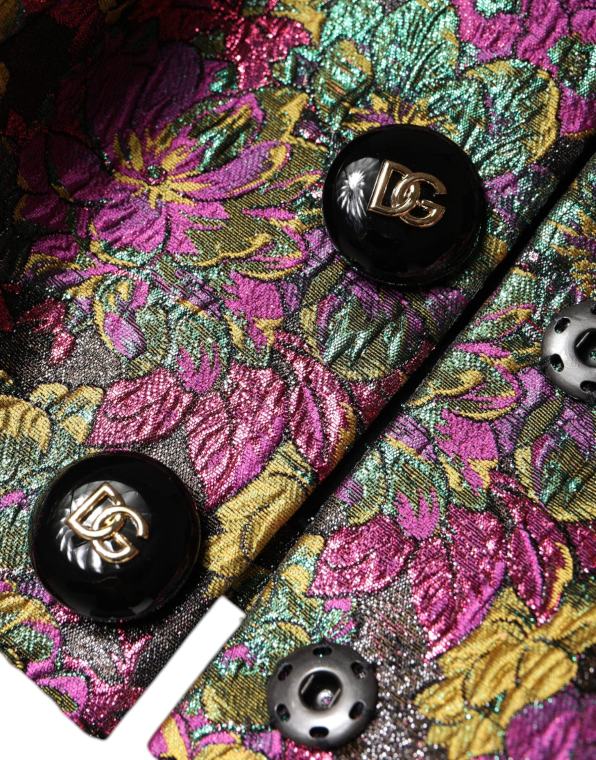 Multicolor Floral Jacquard Cropped Jacket - ventzia
