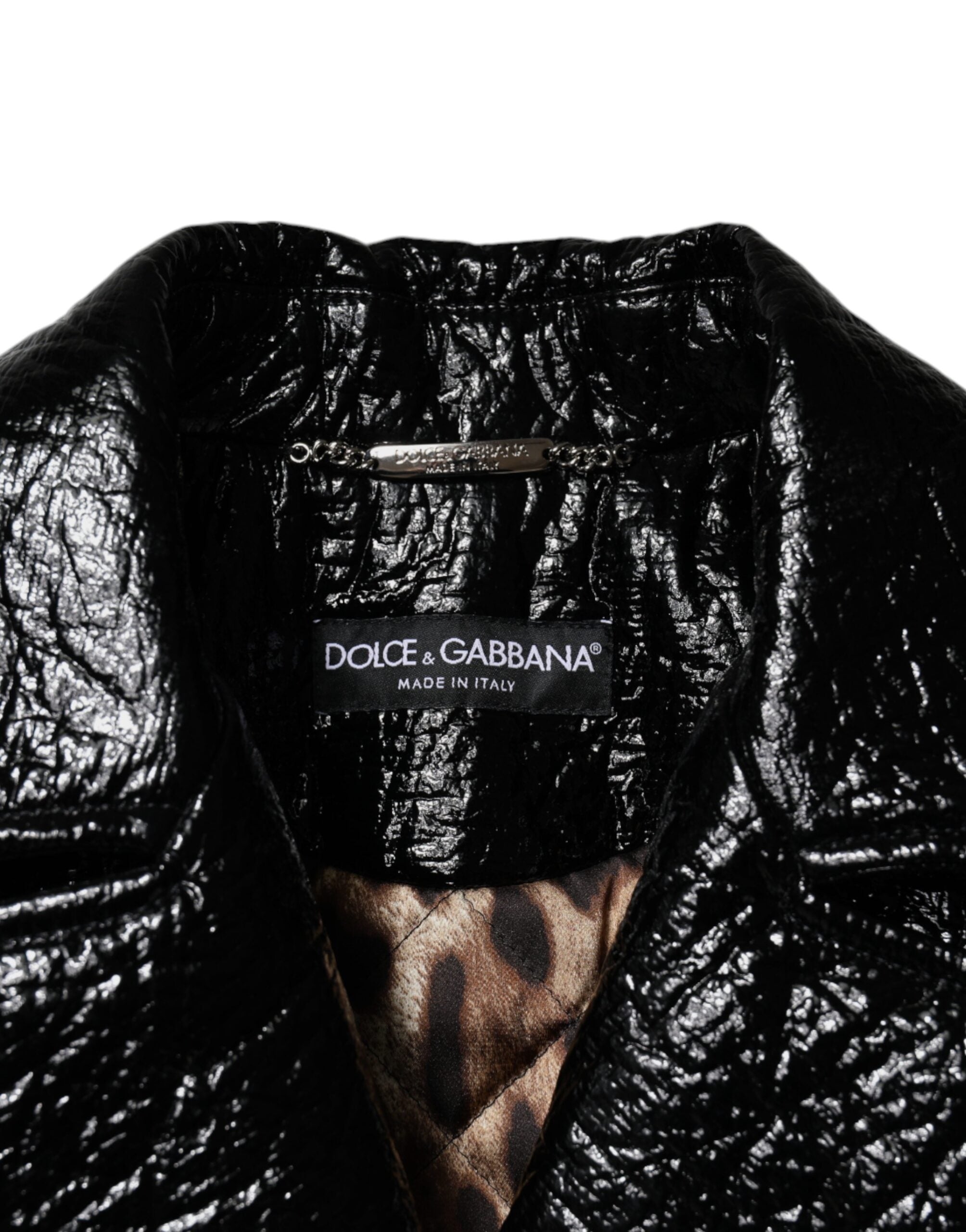 Black Leather Cropped Long Sleeve Coat Jacket - ventzia