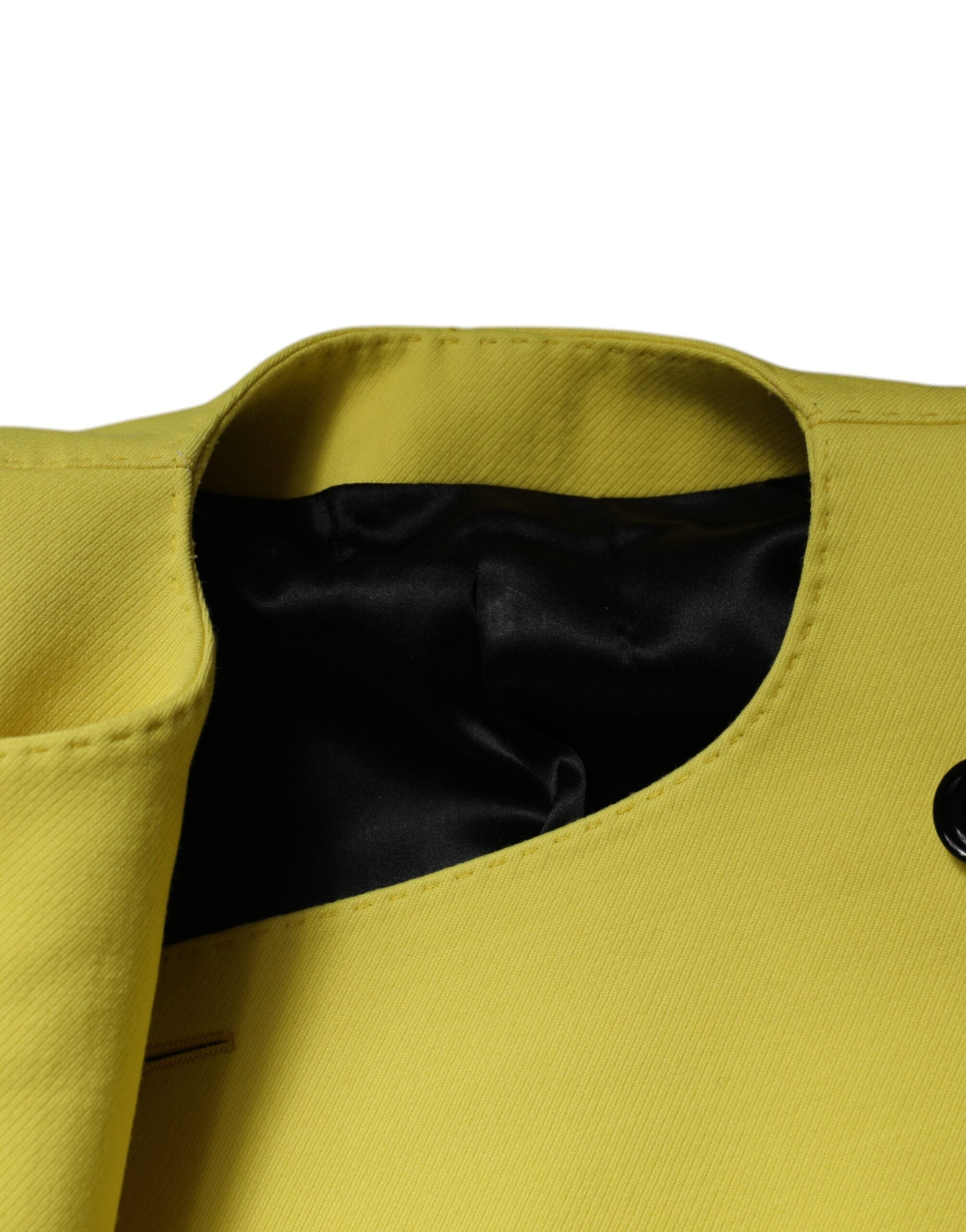 Lemon Yellow Wool Long Sleeves Cropped Coat Jacket - ventzia