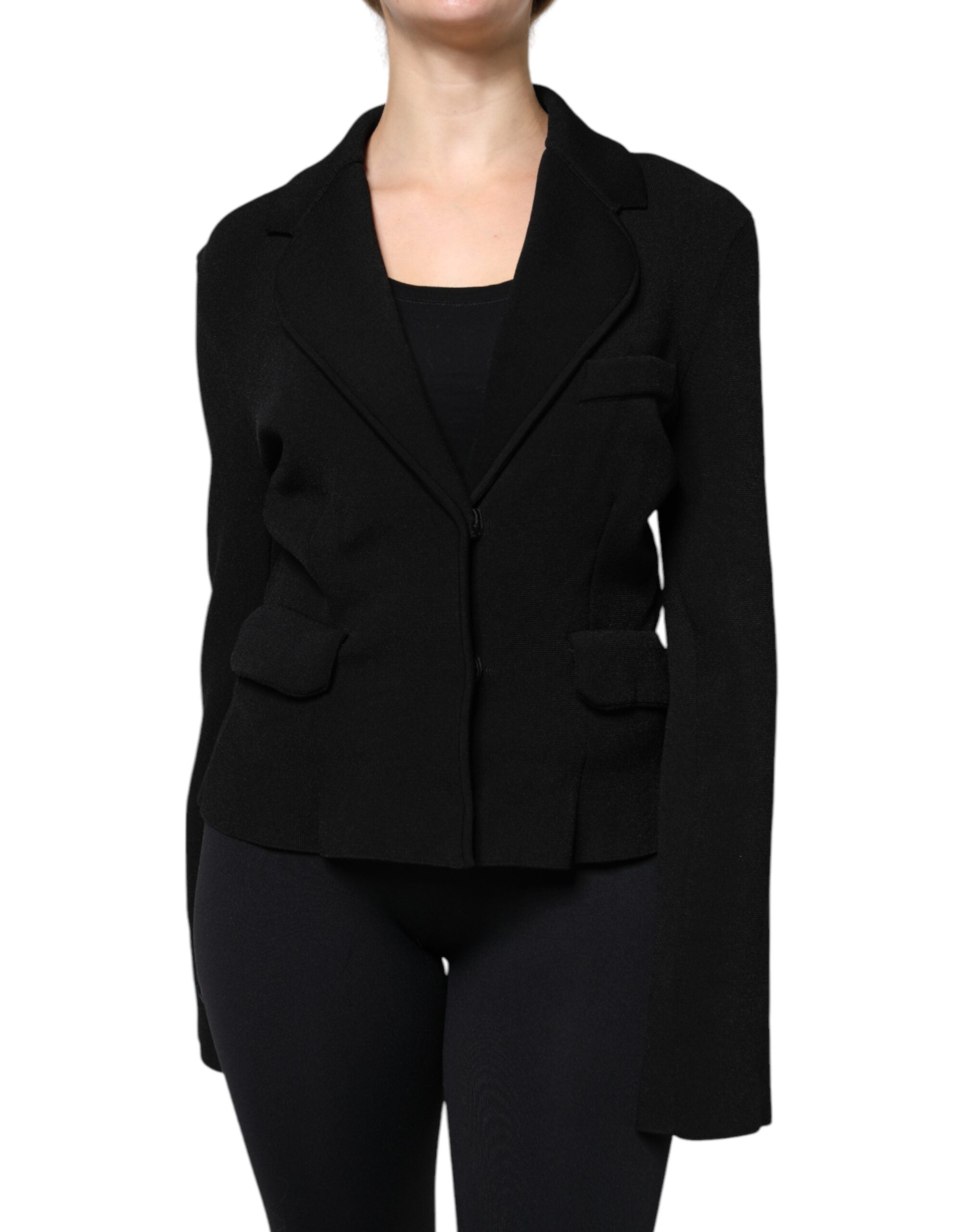 Black Viscose Single Breasted Blazer Jacket - ventzia