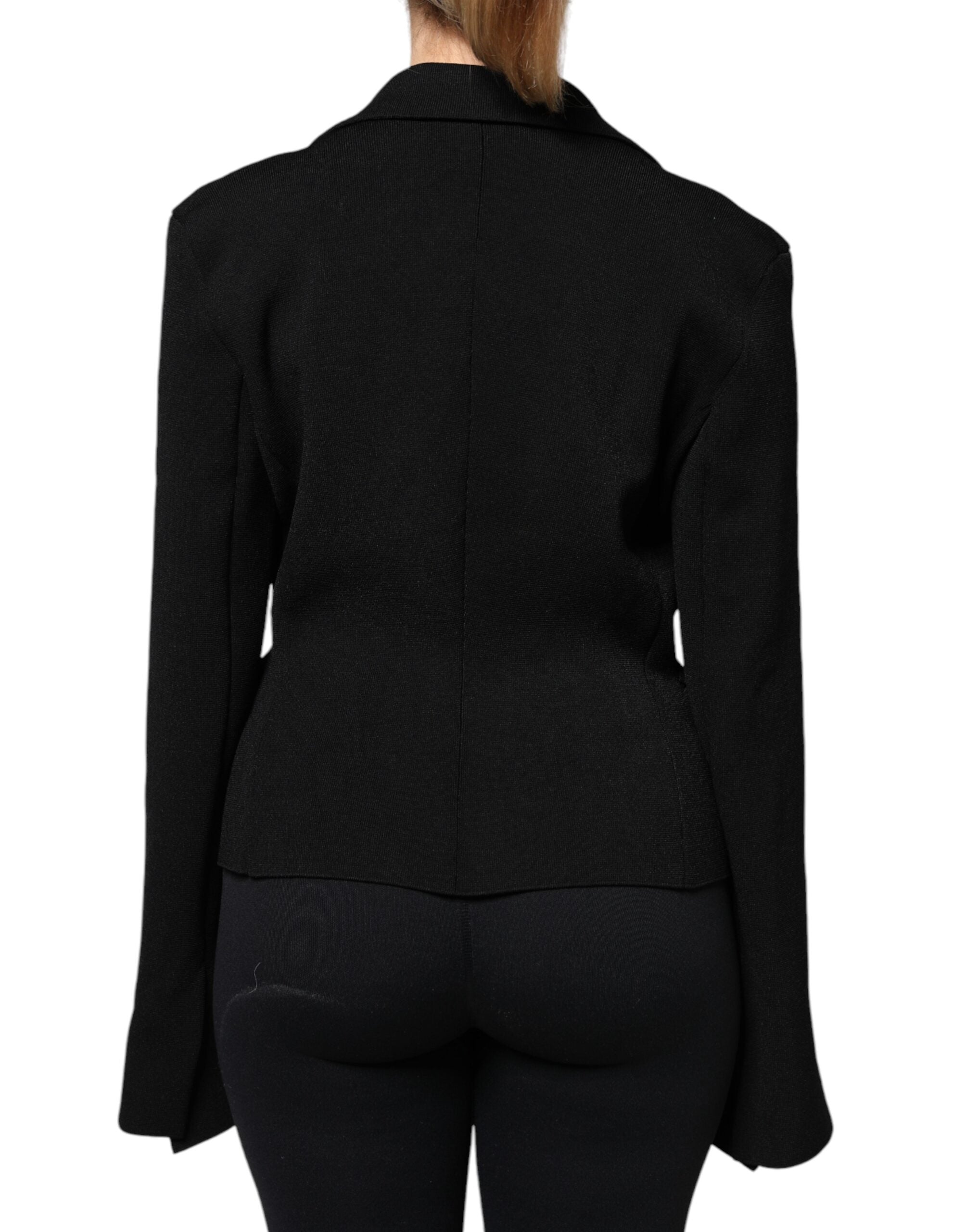 Black Viscose Single Breasted Blazer Jacket - ventzia
