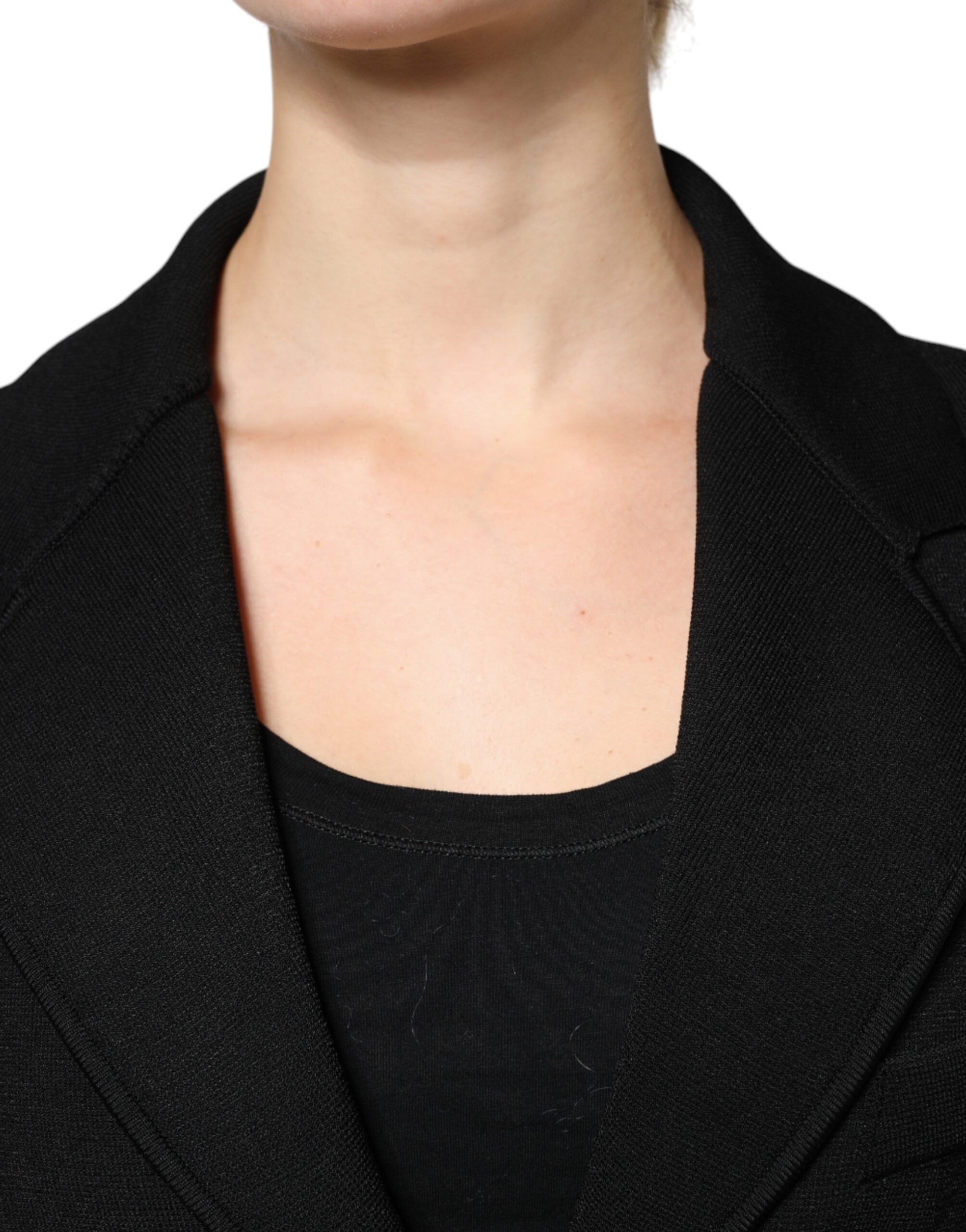 Black Viscose Single Breasted Blazer Jacket - ventzia