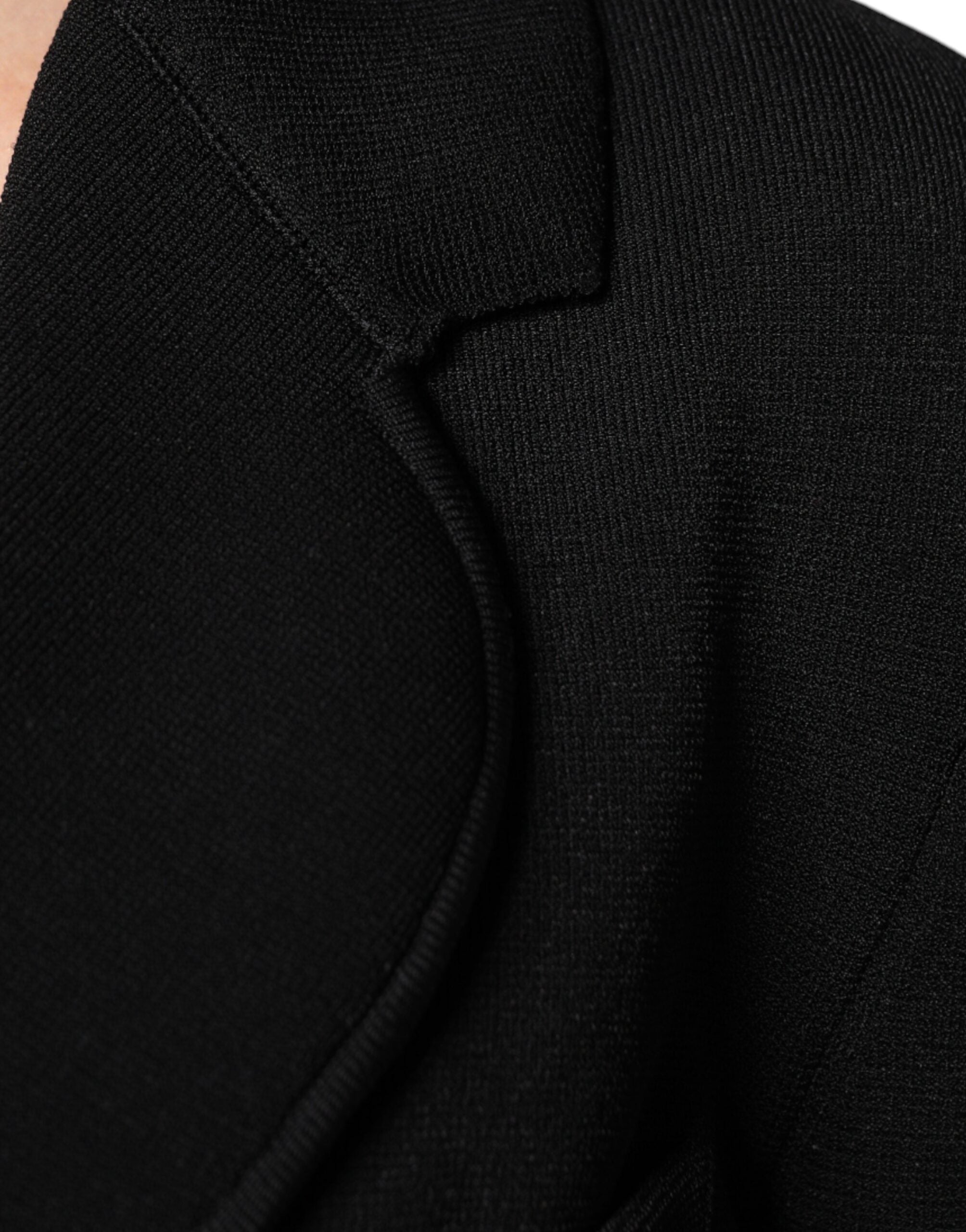 Black Viscose Single Breasted Blazer Jacket - ventzia