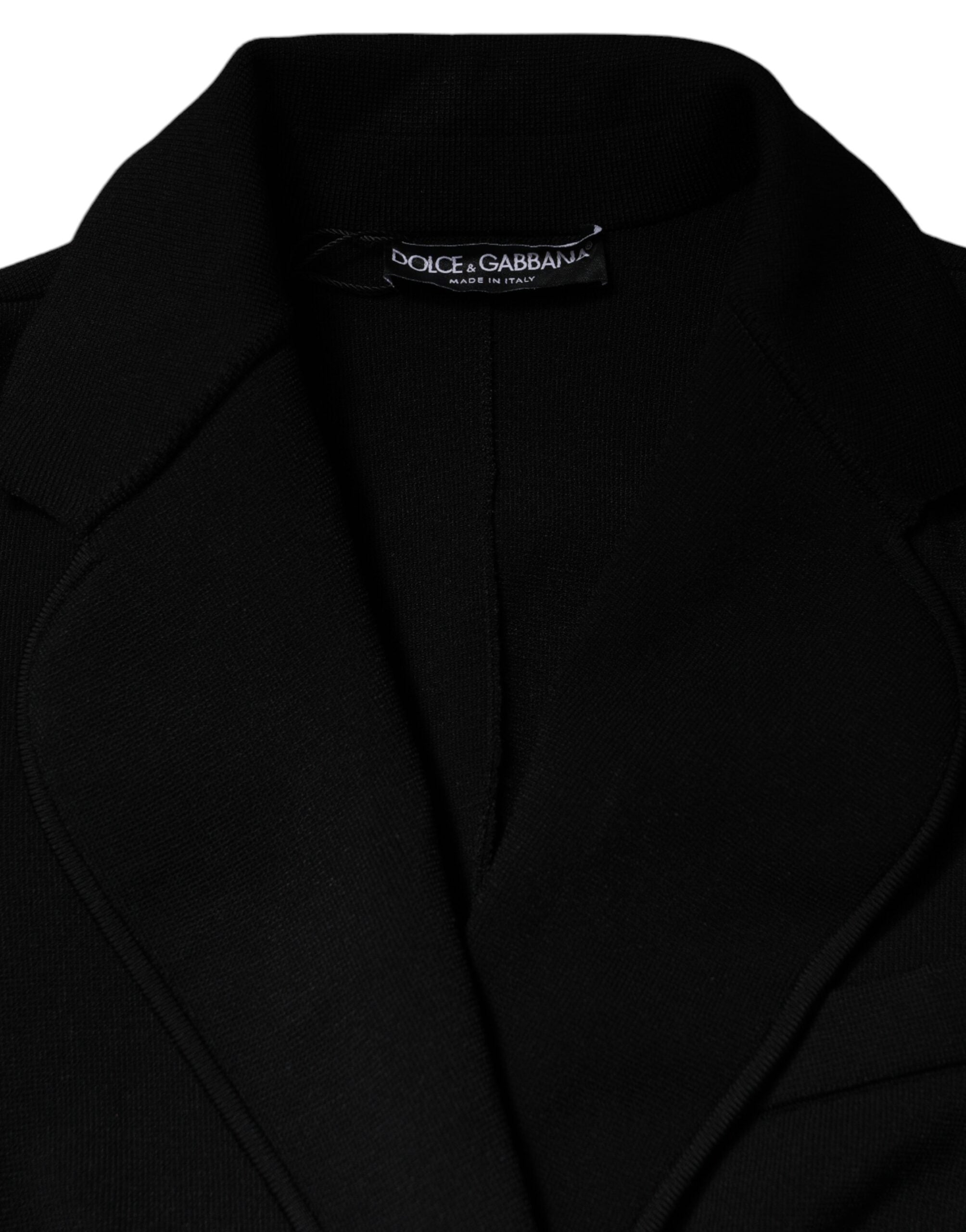 Black Viscose Single Breasted Blazer Jacket - ventzia