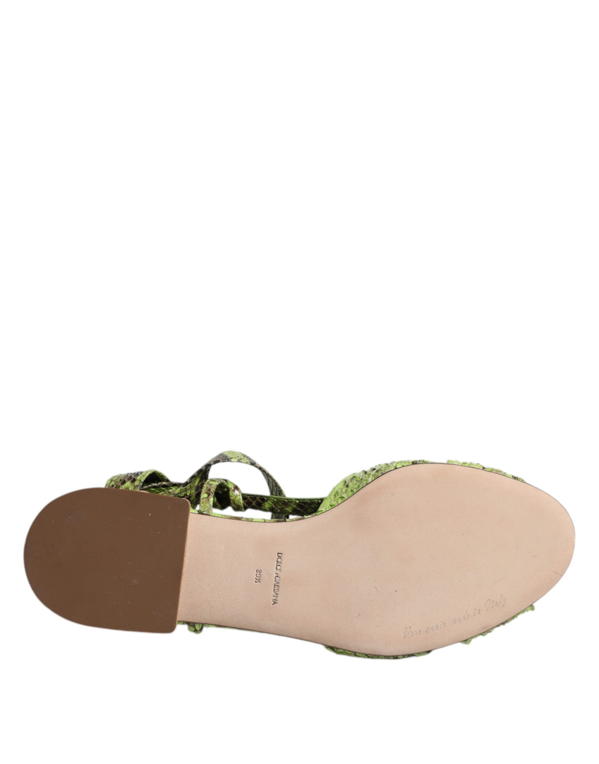 Green Animal Print Ankle Wrap Sandals Shoes - ventzia