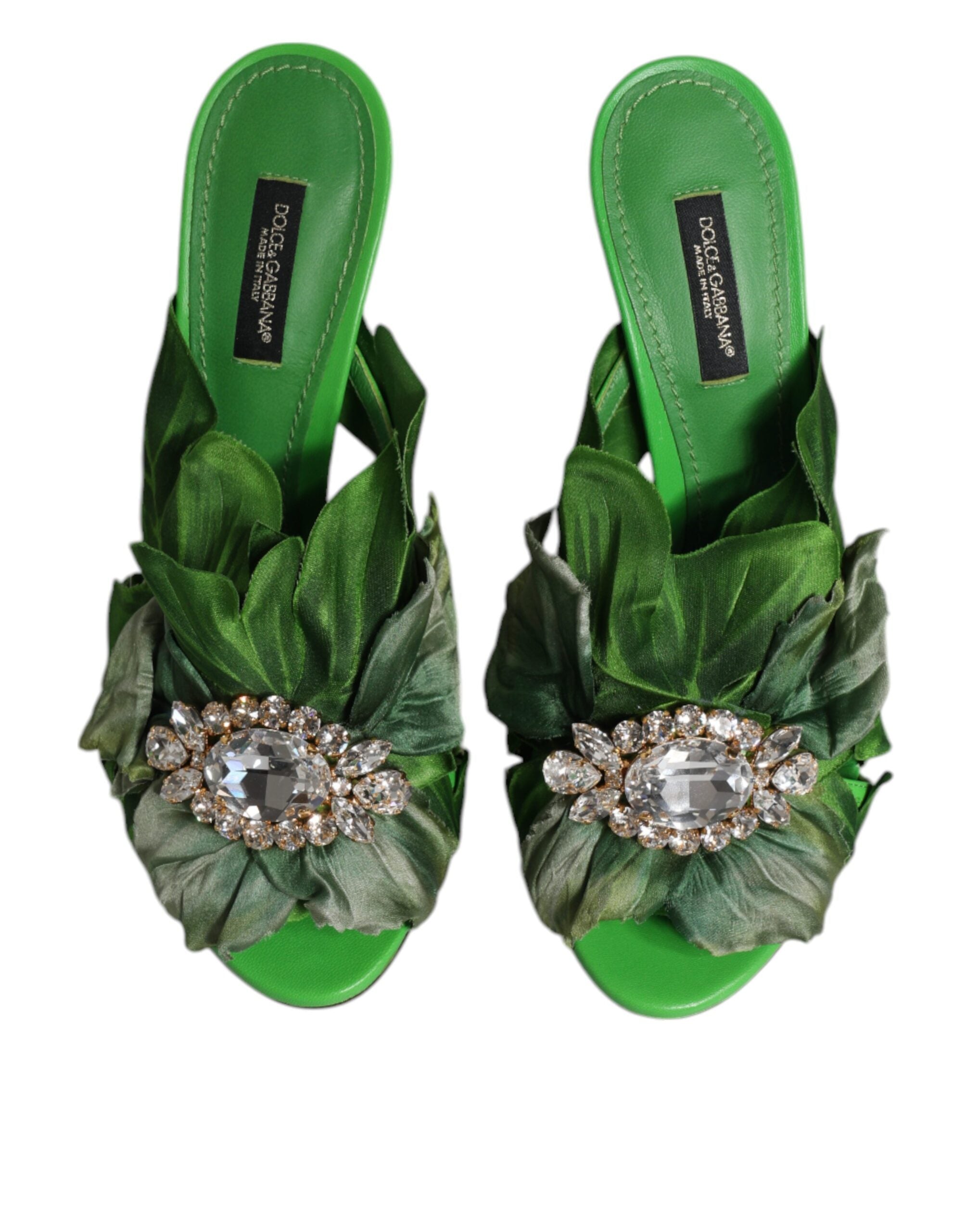Green Crystal Slides KEIRA Sandal Shoes - ventzia