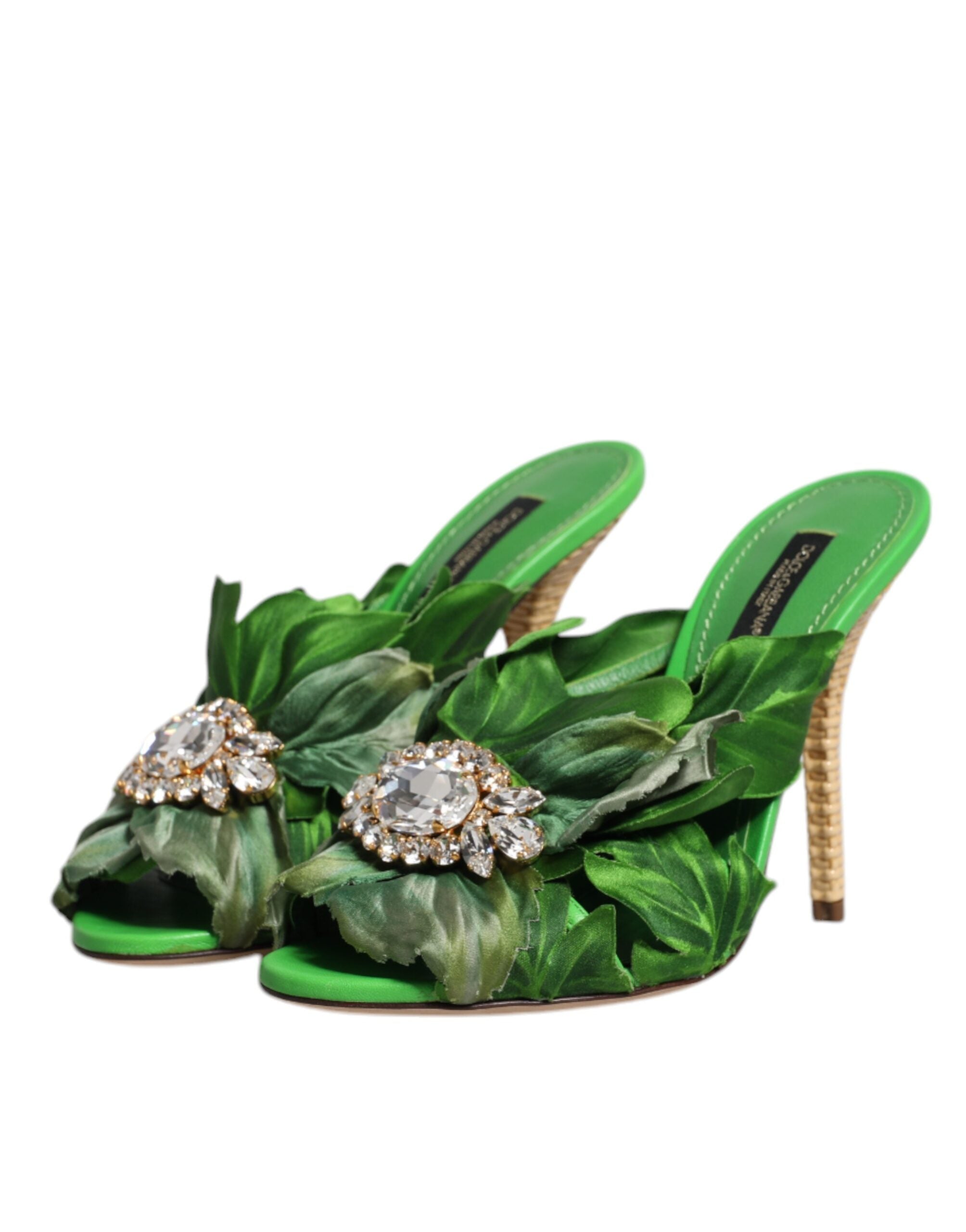 Green Crystal Slides KEIRA Sandal Shoes - ventzia