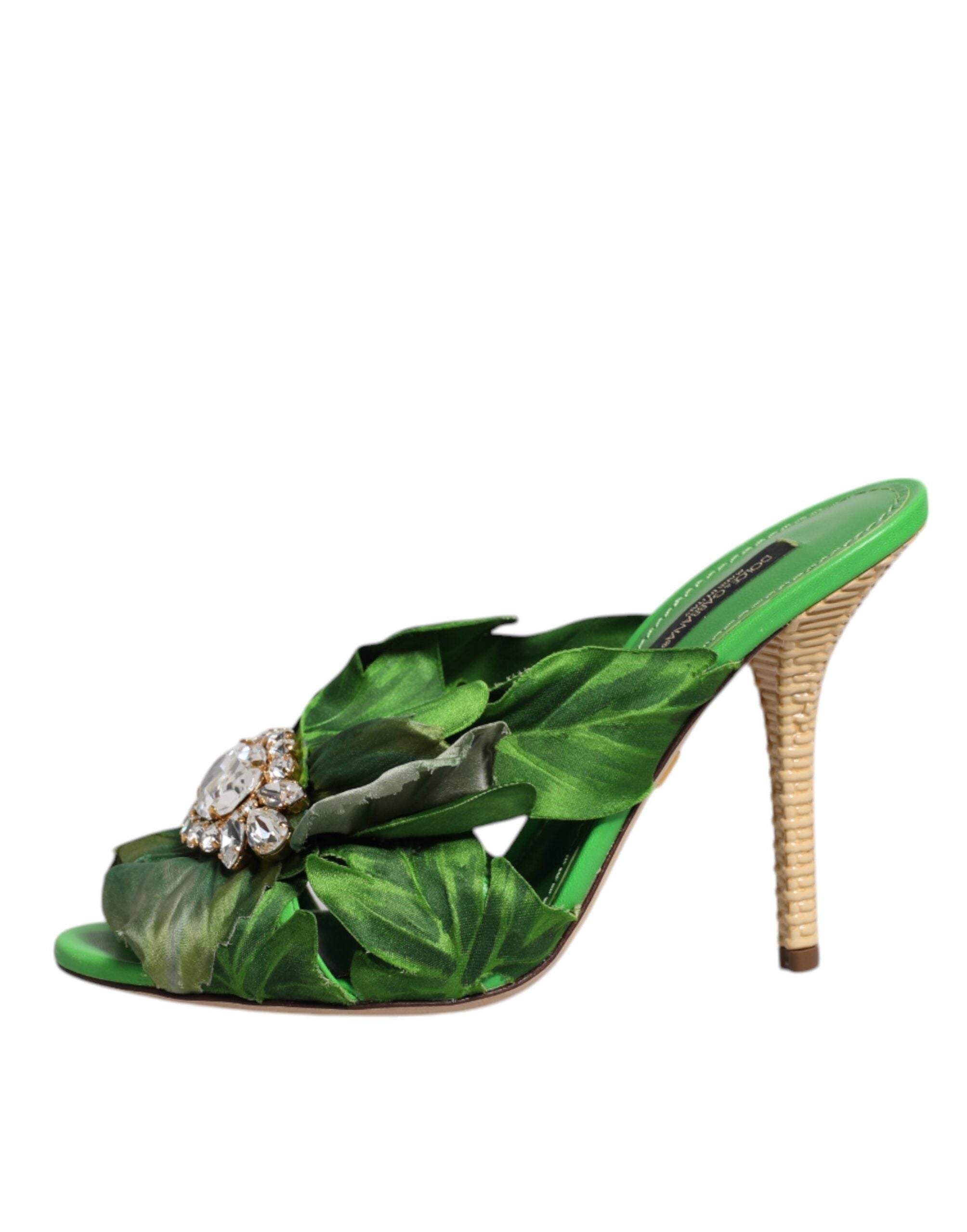 Green Crystal Slides KEIRA Sandal Shoes - ventzia