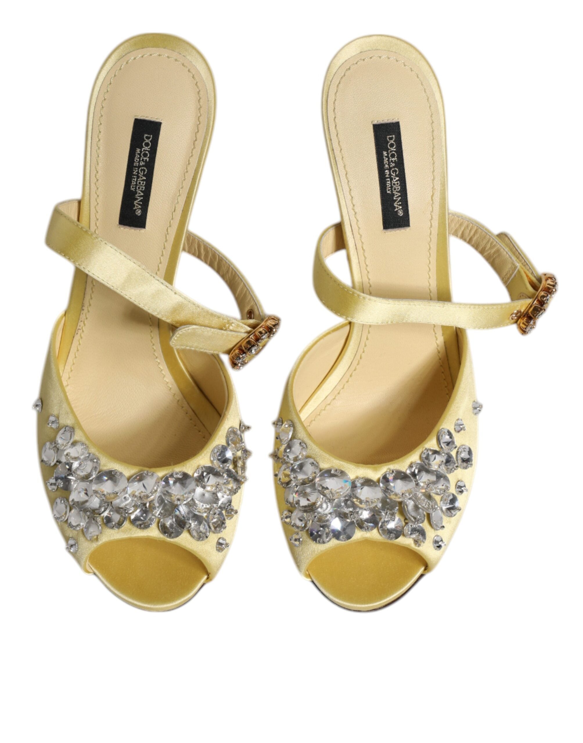 Yellow Crystal Slides KEIRA Sandals Shoes - ventzia