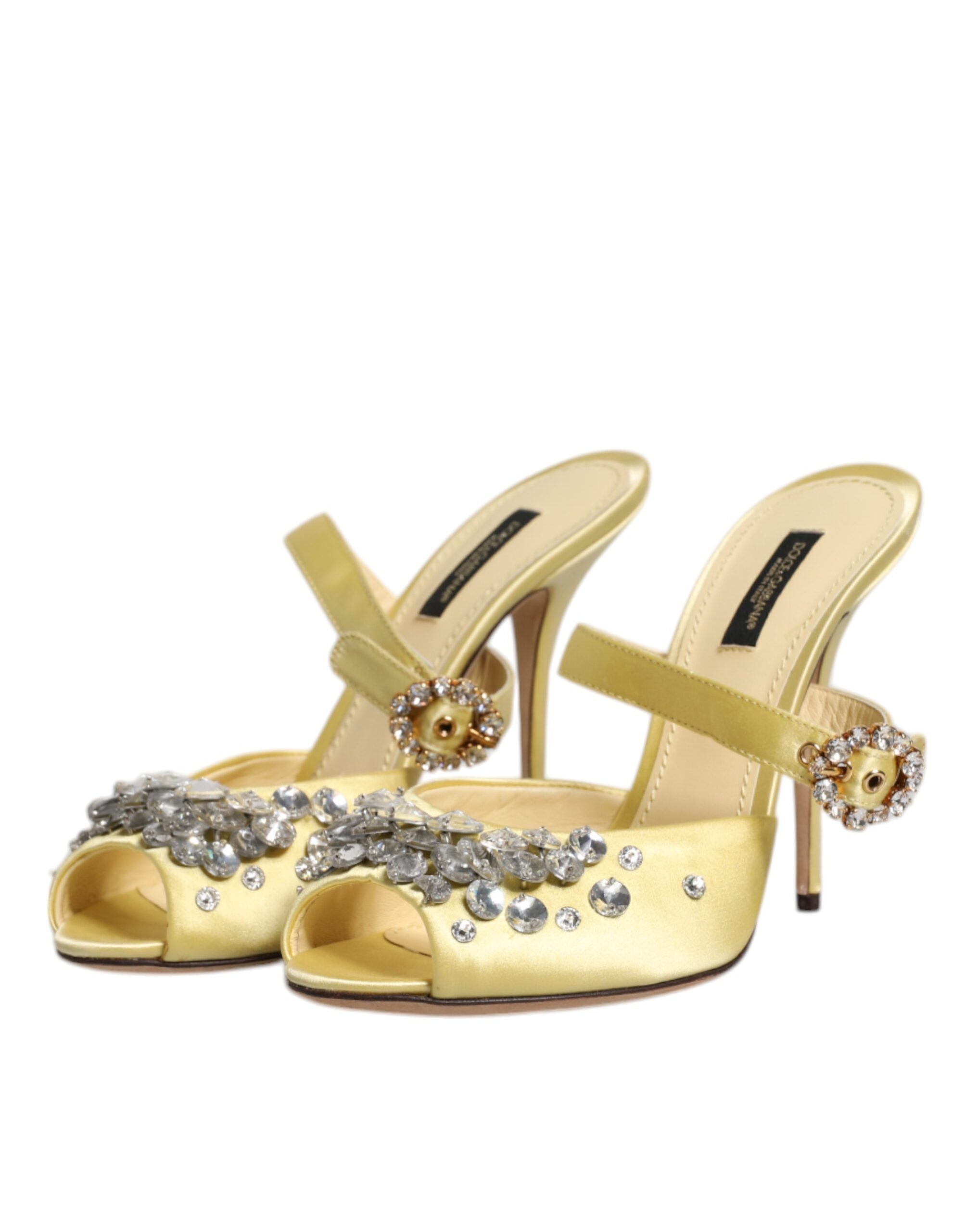 Yellow Crystal Slides KEIRA Sandals Shoes - ventzia