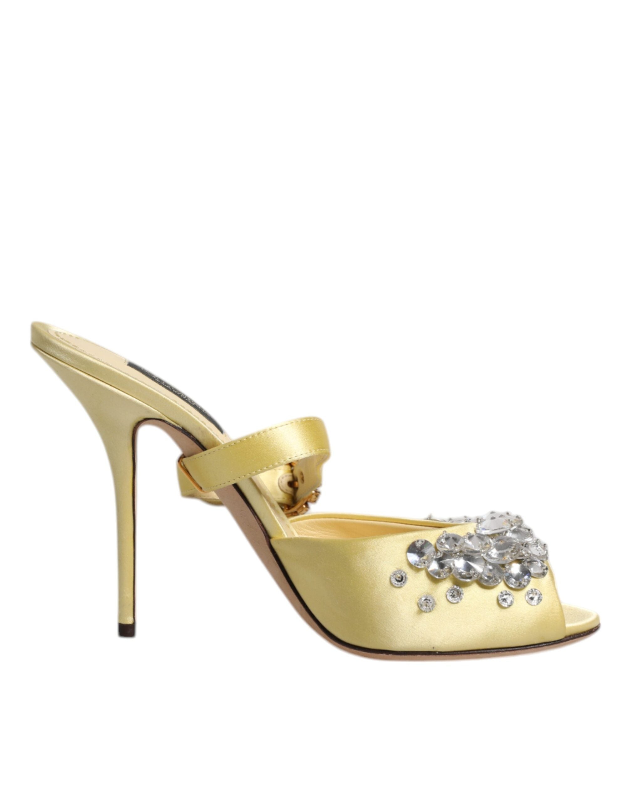 Yellow Crystal Slides KEIRA Sandals Shoes - ventzia
