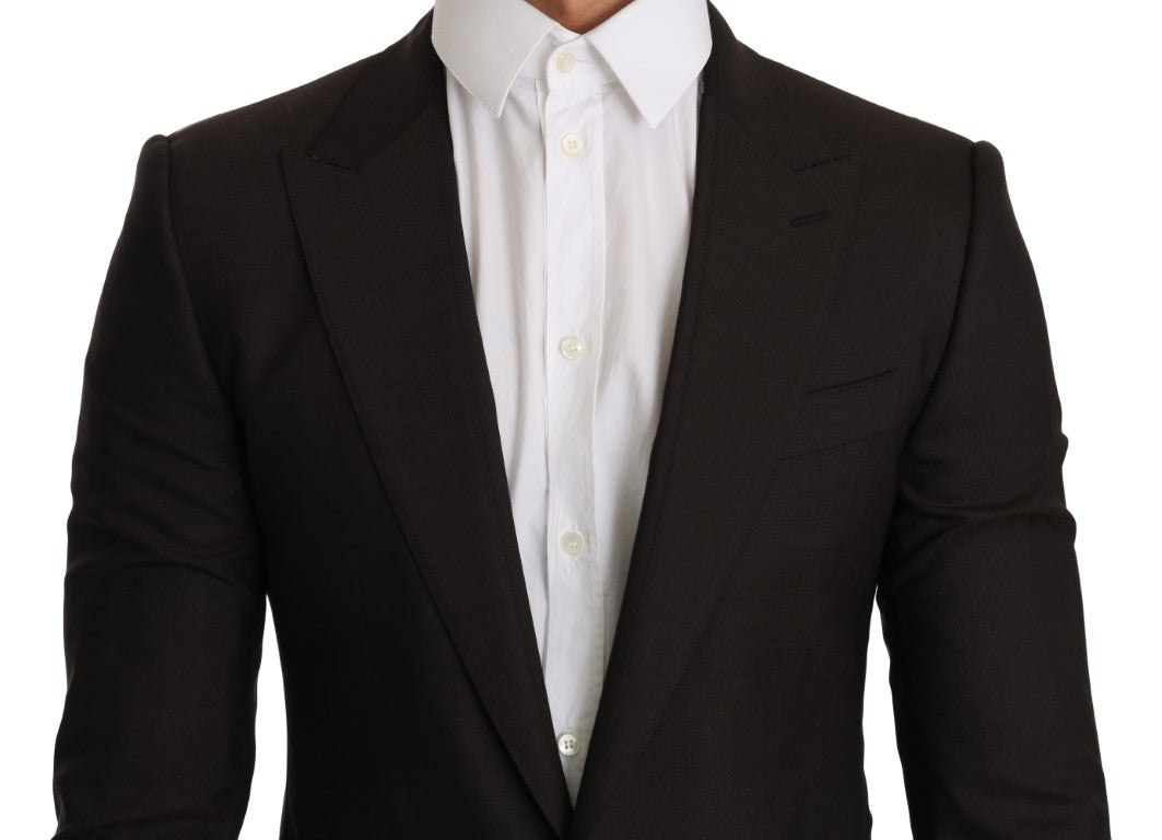 Sleek Slim Brown Virgin Wool Blazer Jacket - ventzia