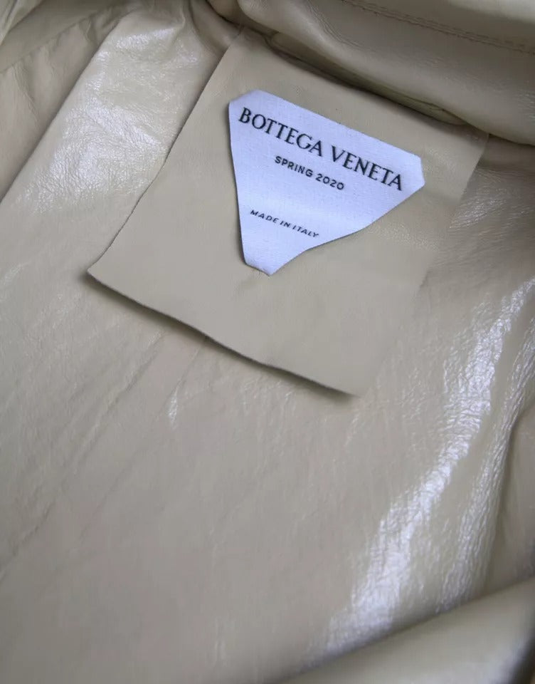Beige Lambskin Leather Trench Coat Jacket - ventzia