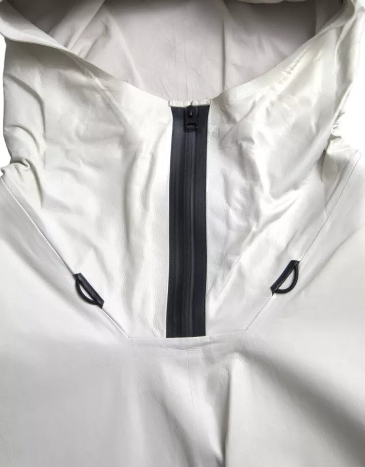 White Leather Men Waterproof Jacket Blouson - ventzia