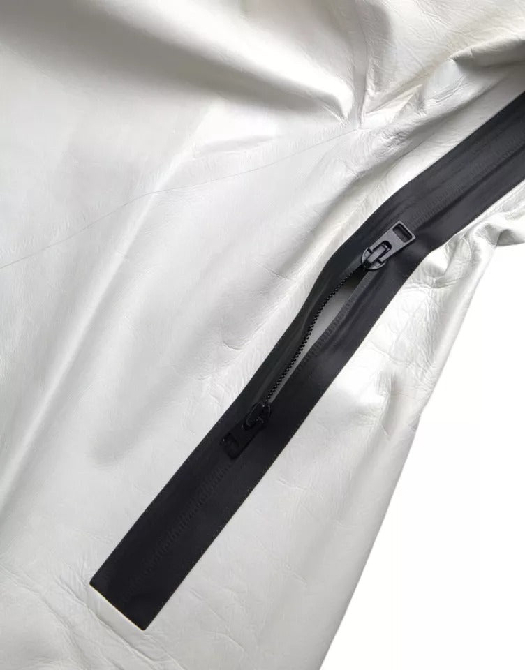 White Leather Men Waterproof Jacket Blouson - ventzia