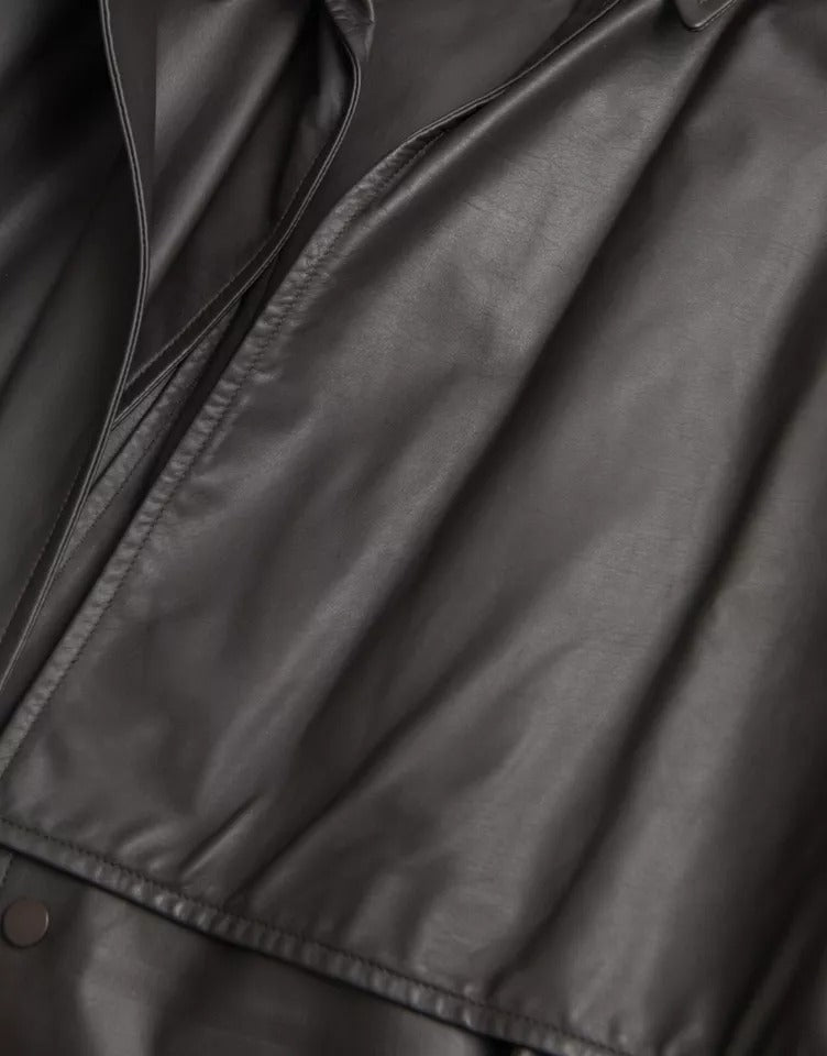 Black Leather Men Waterproof Trenchcoat Jacket - ventzia