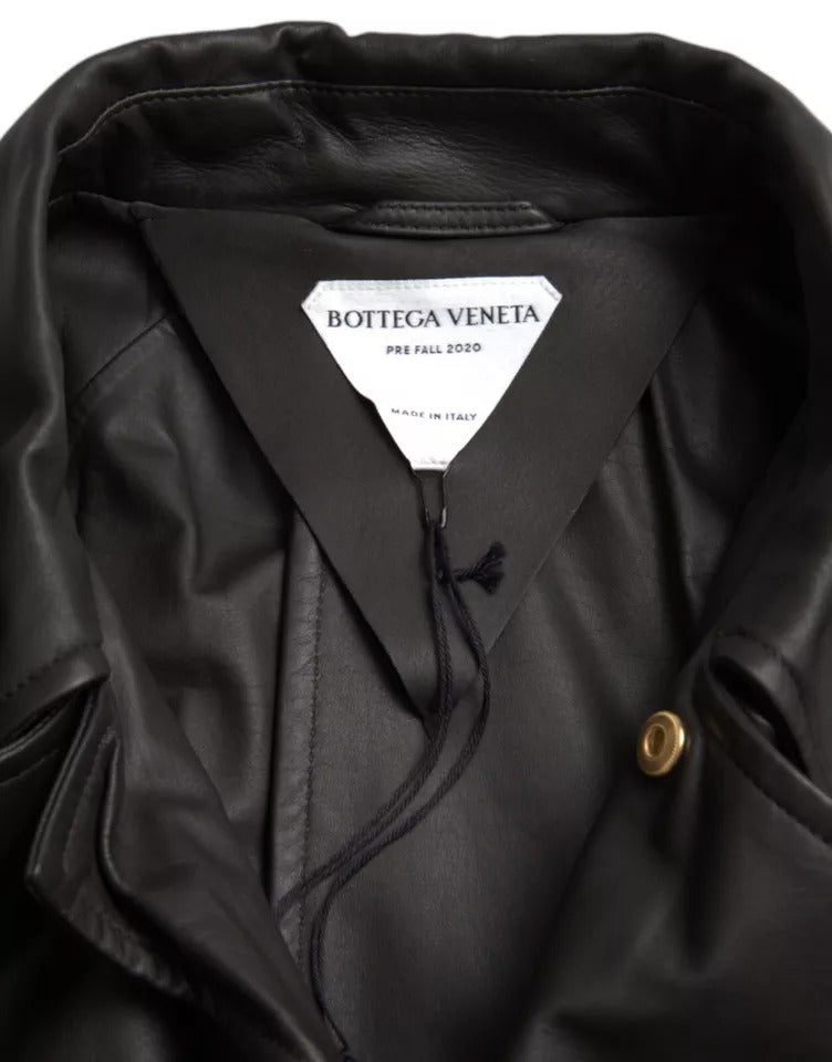 Black Leather Men Waterproof Trenchcoat Jacket - ventzia